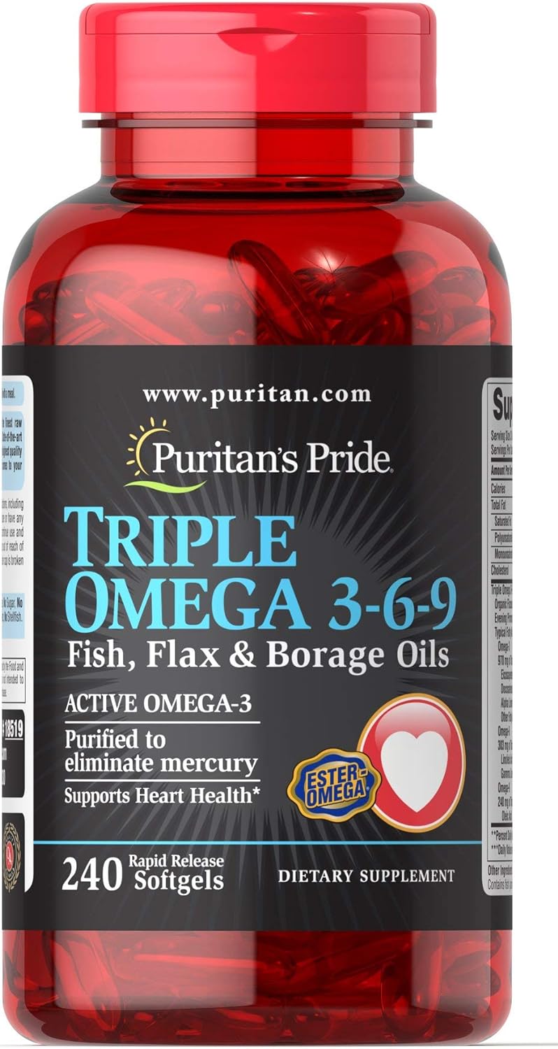 Omega Triple 3-6-9 de pescado lino y borraja salud cardiaca