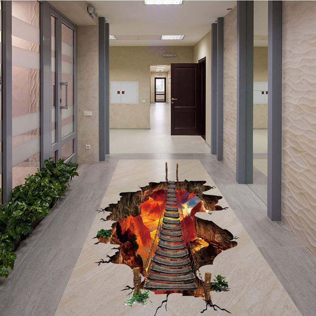 Vinilo Adhesivo 3D Puente Volcán, Decoración Removible 2PCS