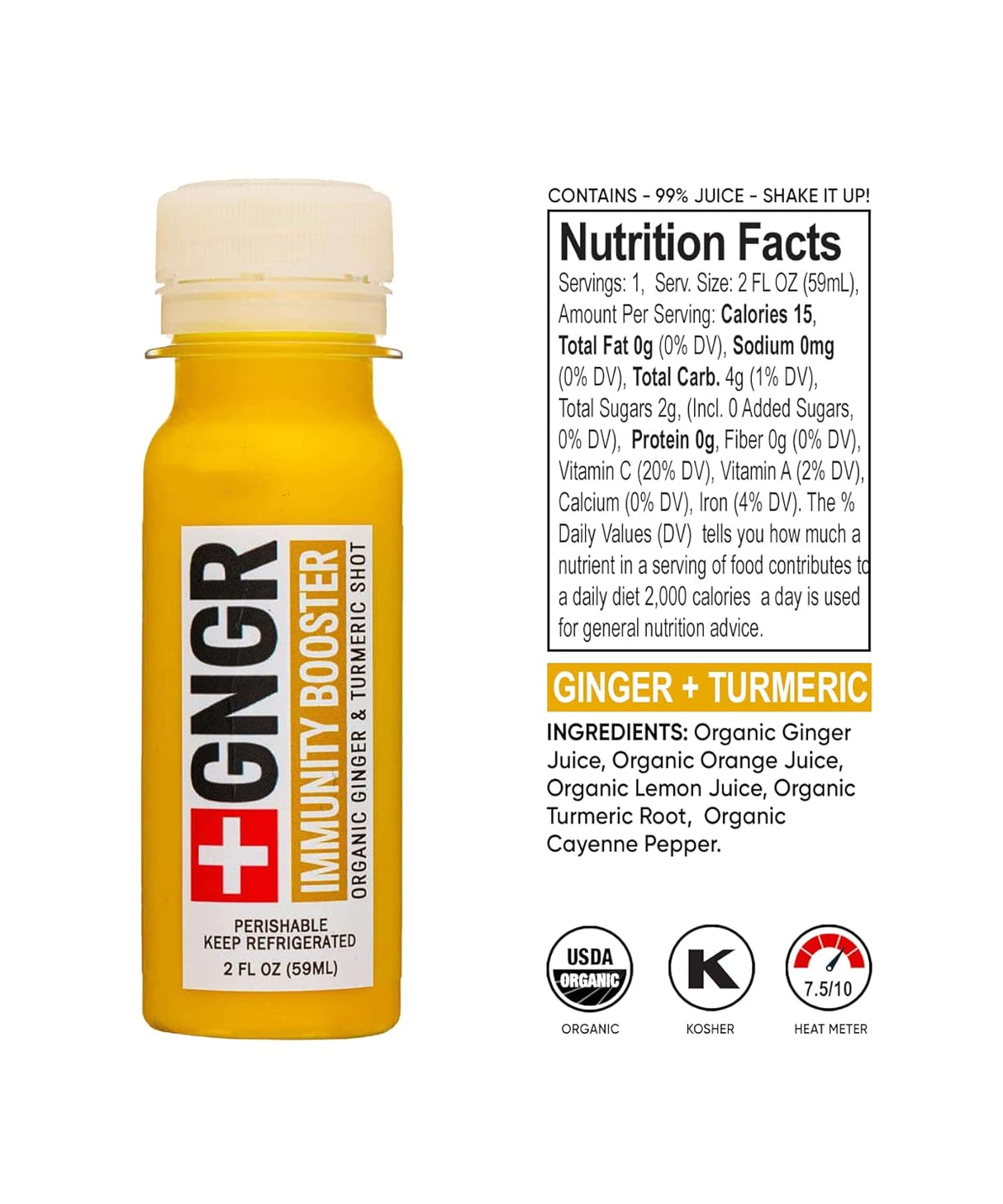 Suplemento apoyo inmunológico natural jugo de jengibre 12und