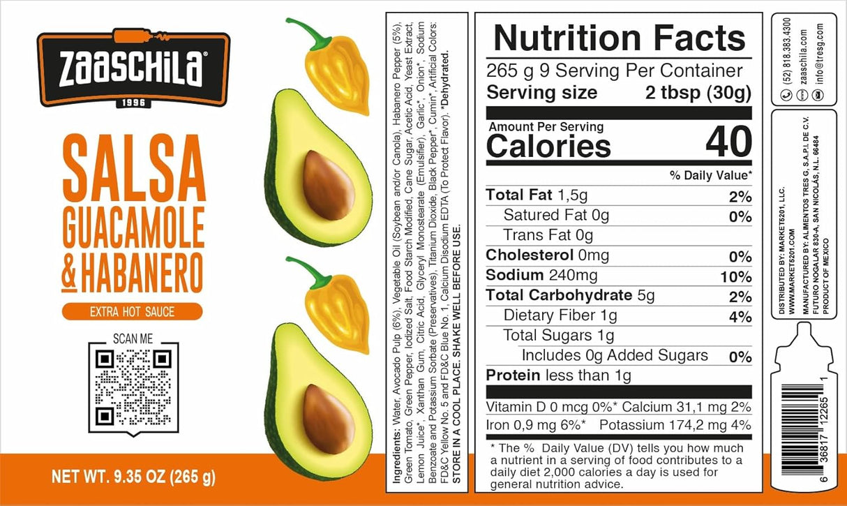 Salsa Mexicana Zaaschila Guacamole-Habanero 9.35oz 3pc pack