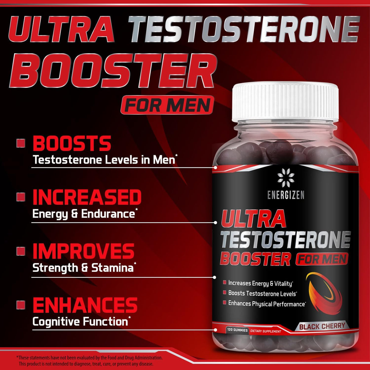 Energizen Potenciador de testosterona 8 en 1 para hombres