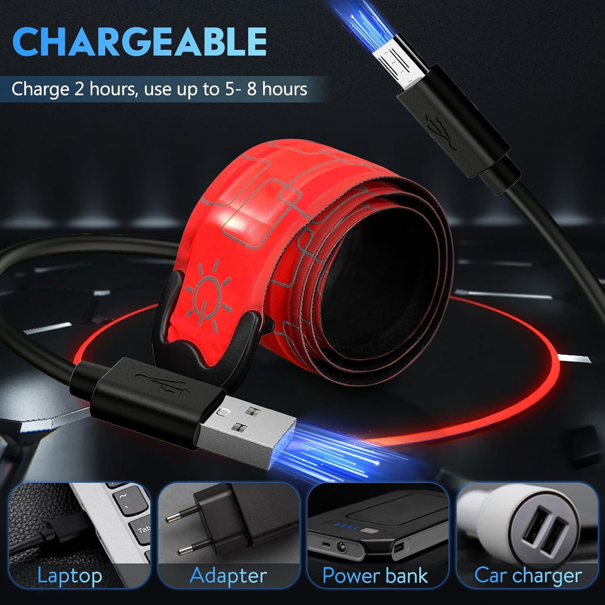 Brazalete LED Recargable para Correr con Alta Visibilidad