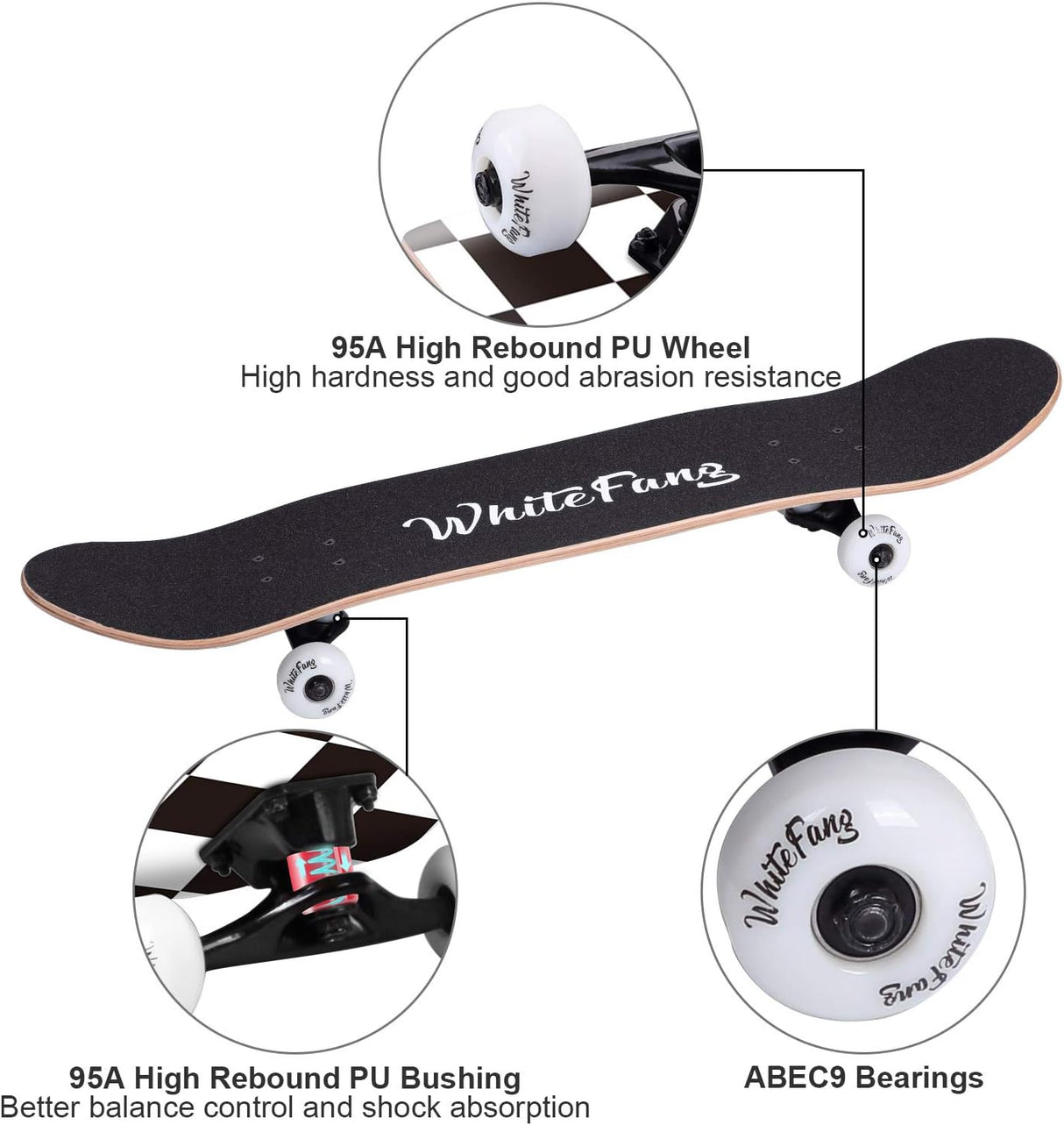 Patineta completa 31 x 7.88, 7 capas, doble kick, para principiantes