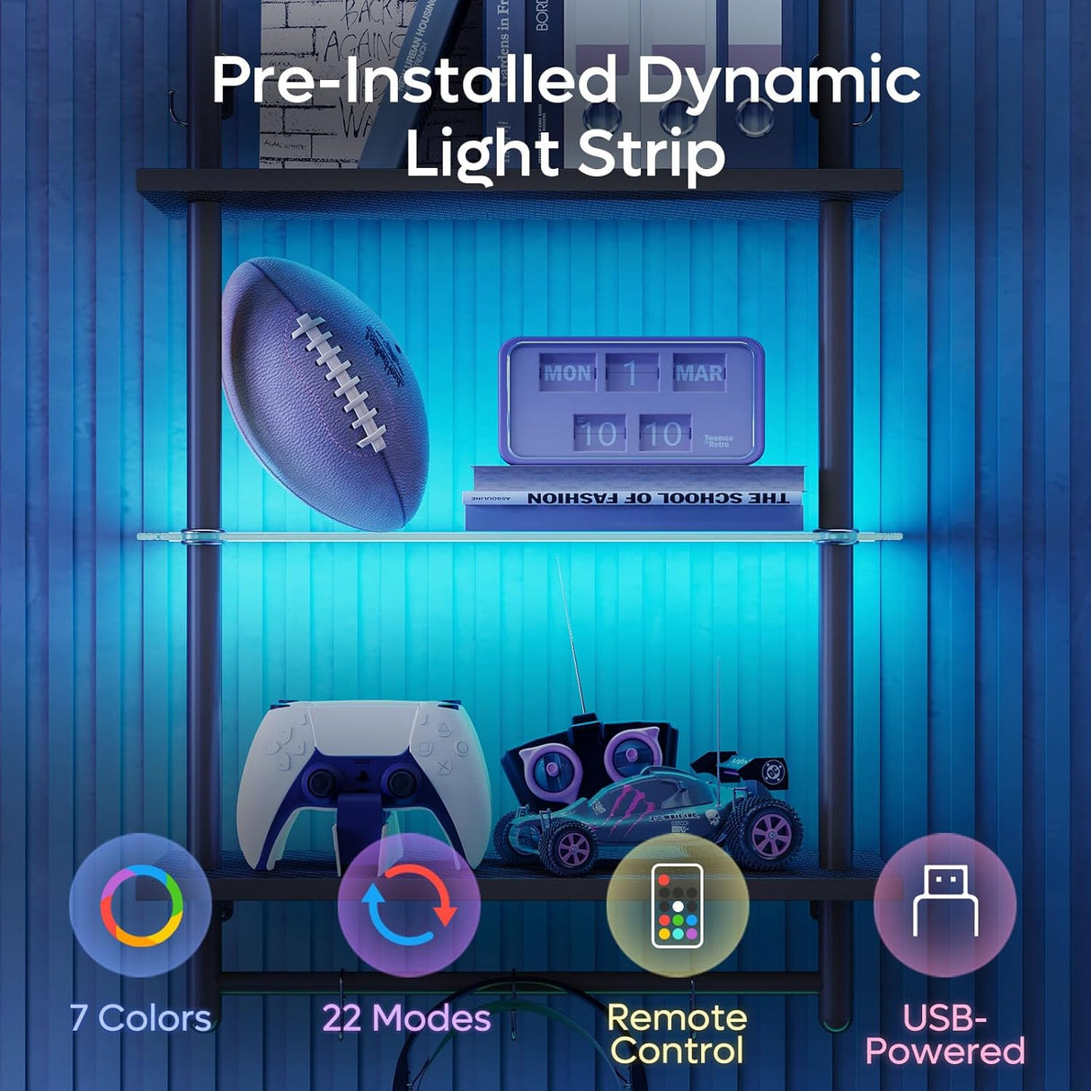 Estanterías Flotantes Bestier, 24 LED, 3 Niveles, para Pared