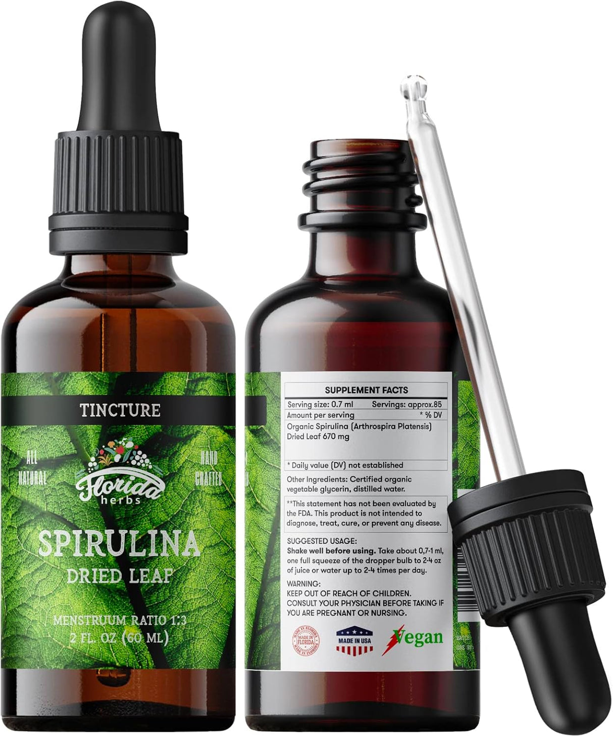 Extracto de Espirulina Orgánica, 700 mg, 2 oz