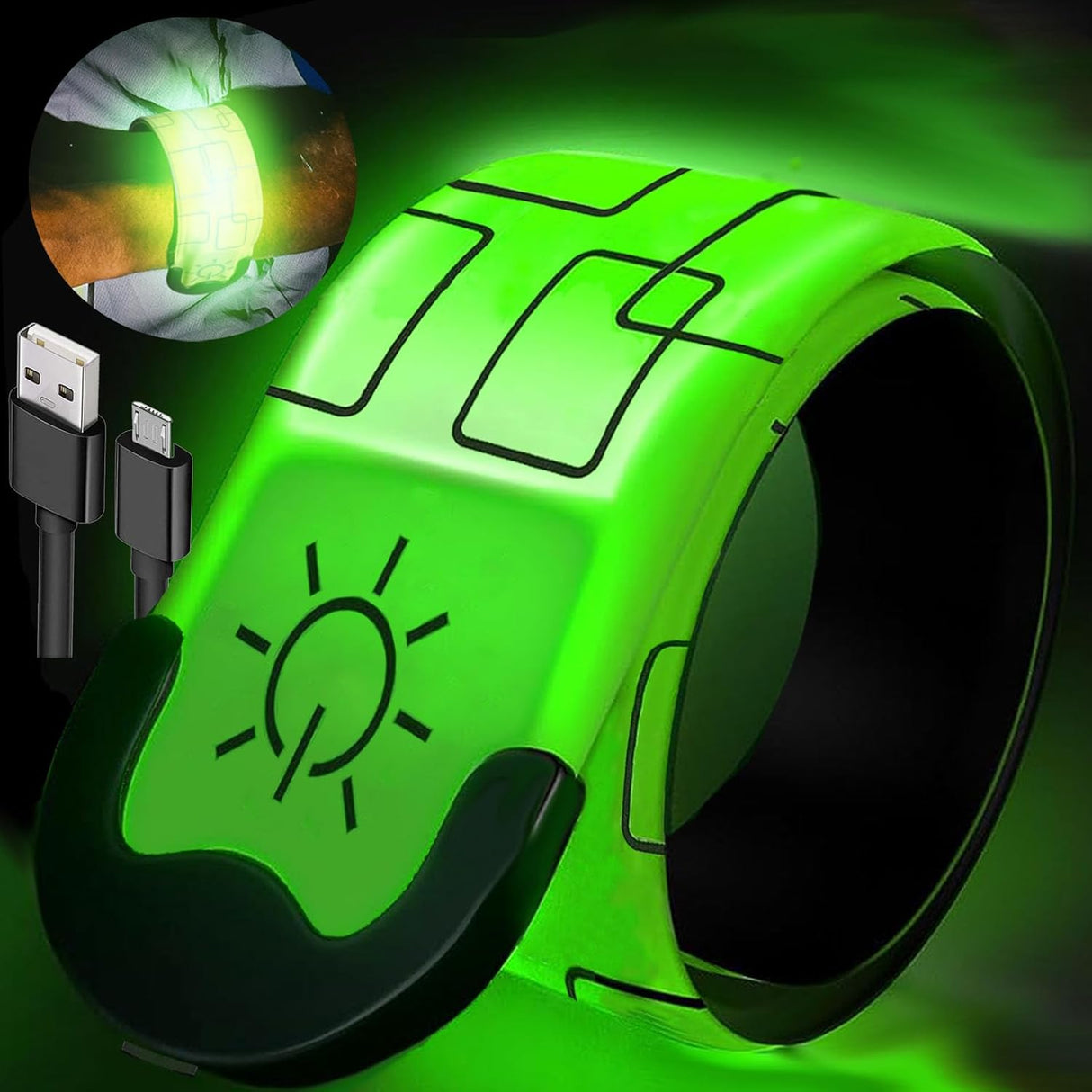 Brazalete LED Recargable USB para Correr y Ciclismo