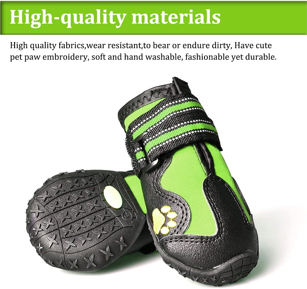 CovertSafe& - Botas para perros antideslizantes, botines impermeables para exteriores, zapatos para perros medianos y grandes 4 unidades, con suela resistente Gris-Verde