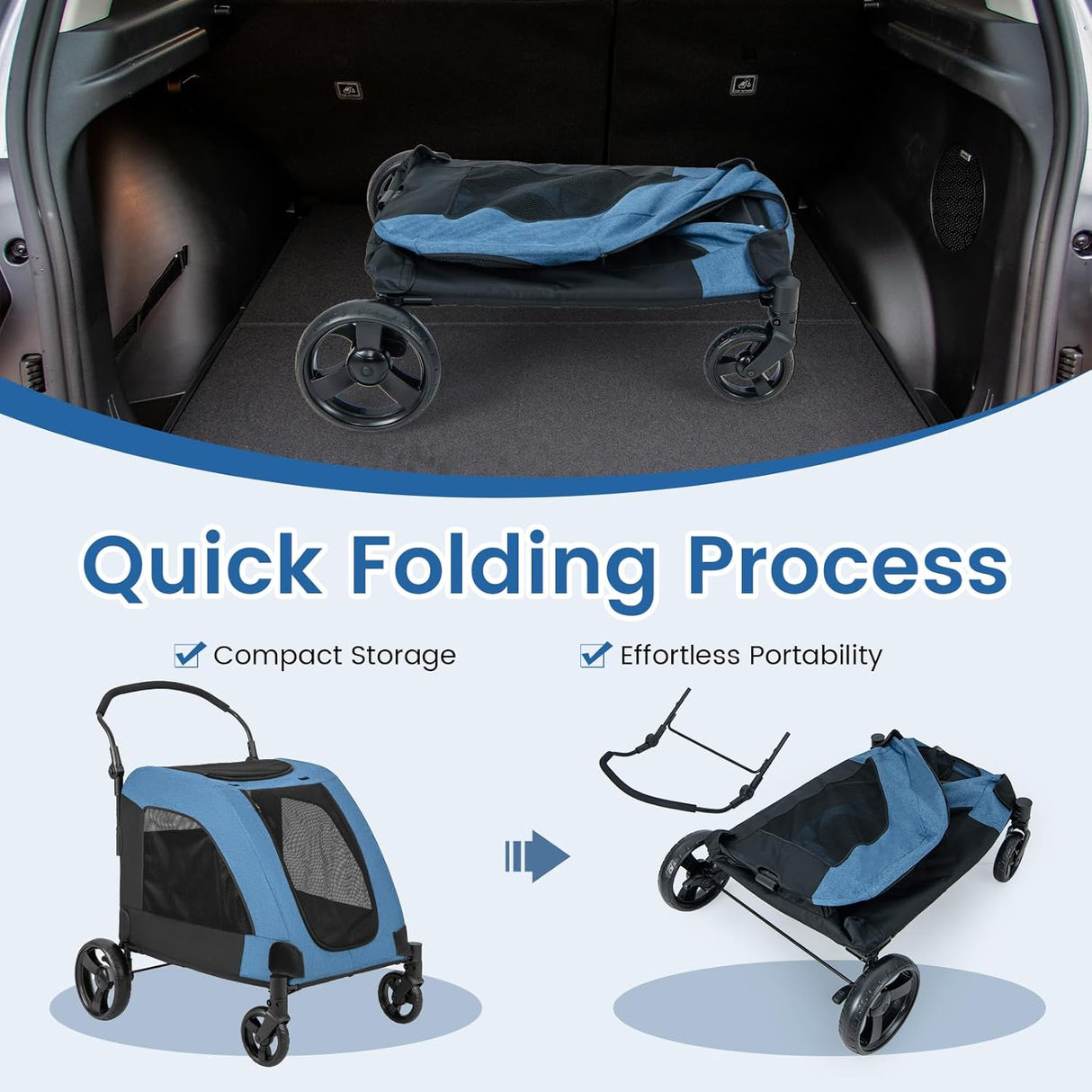 Carrito para Perros Grande Giantex - Plegable, 132 lbs, Ajustable