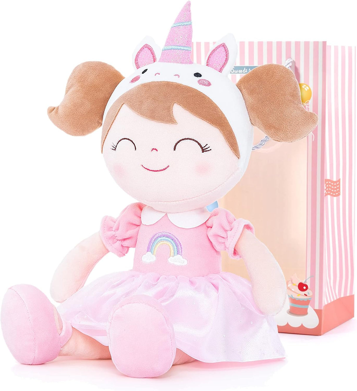 Peluche de Muñeca de primavera de unicornio rosa 15 pulgadas