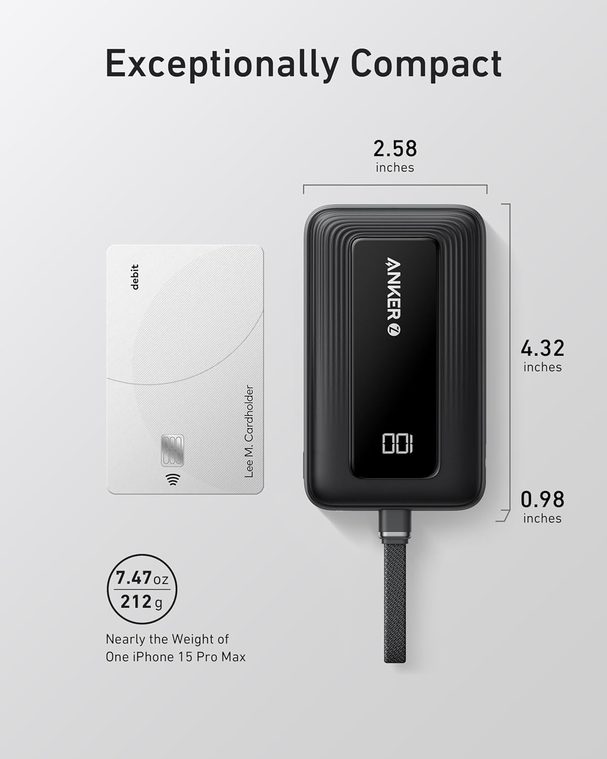 Batería portátil Anker Zolo 10,000mAh, 30W, USB-C integrado