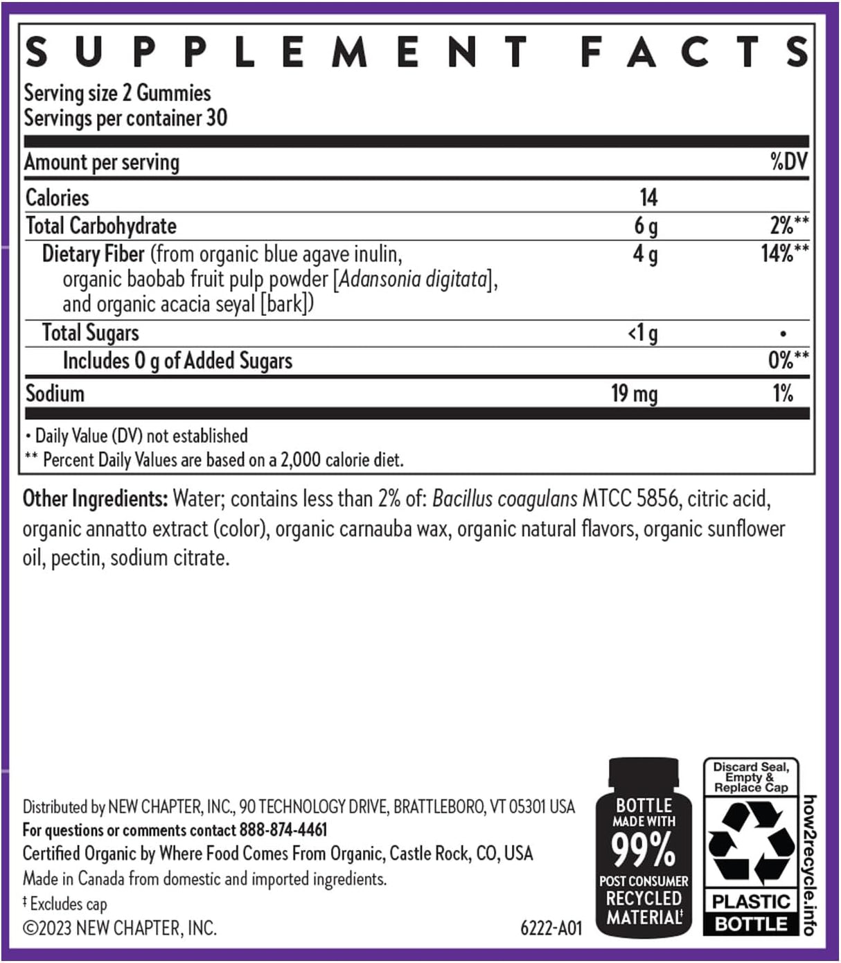 Suplementos de fibra orgánica para adultos New Chapter