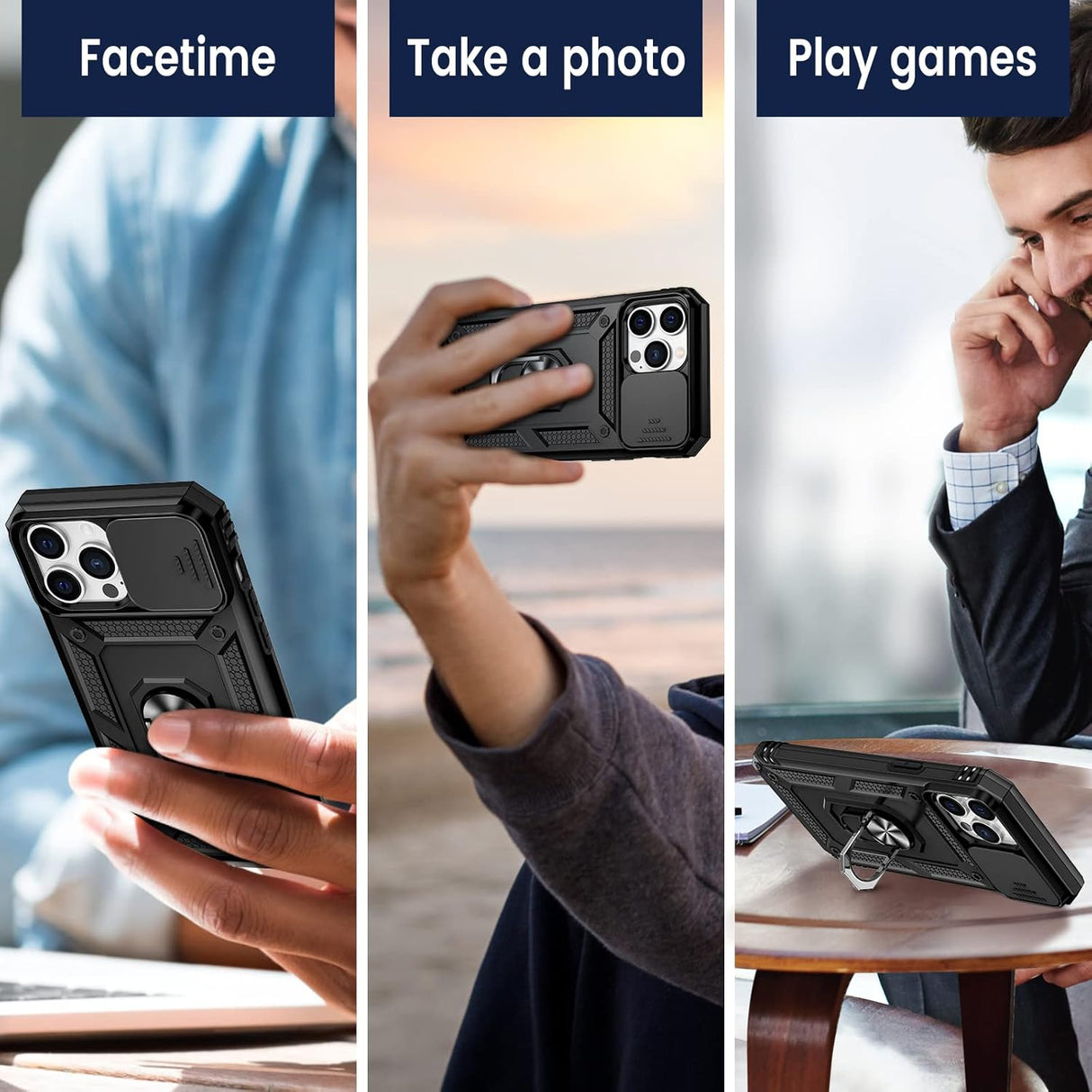 Goton Armor - Funda para iPhone 13 Pro Max con soporte para cámara deslizante y soporte de grado militar a prueba de golpes, resistente a prueba de golpes, con soporte magnético para montaje de coche para iPhone 13 Pro Max 6.7.