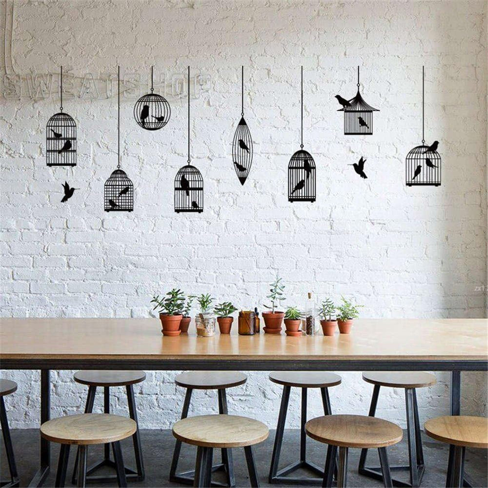 BIBITIME Calcomanías de vinilo negro para pared, diseño de pájaros, para sala de estar, comedor, escuela, aula, ventana, guardería, dormitorio, habitación de niños, decoración para el hogar, murales artísticos