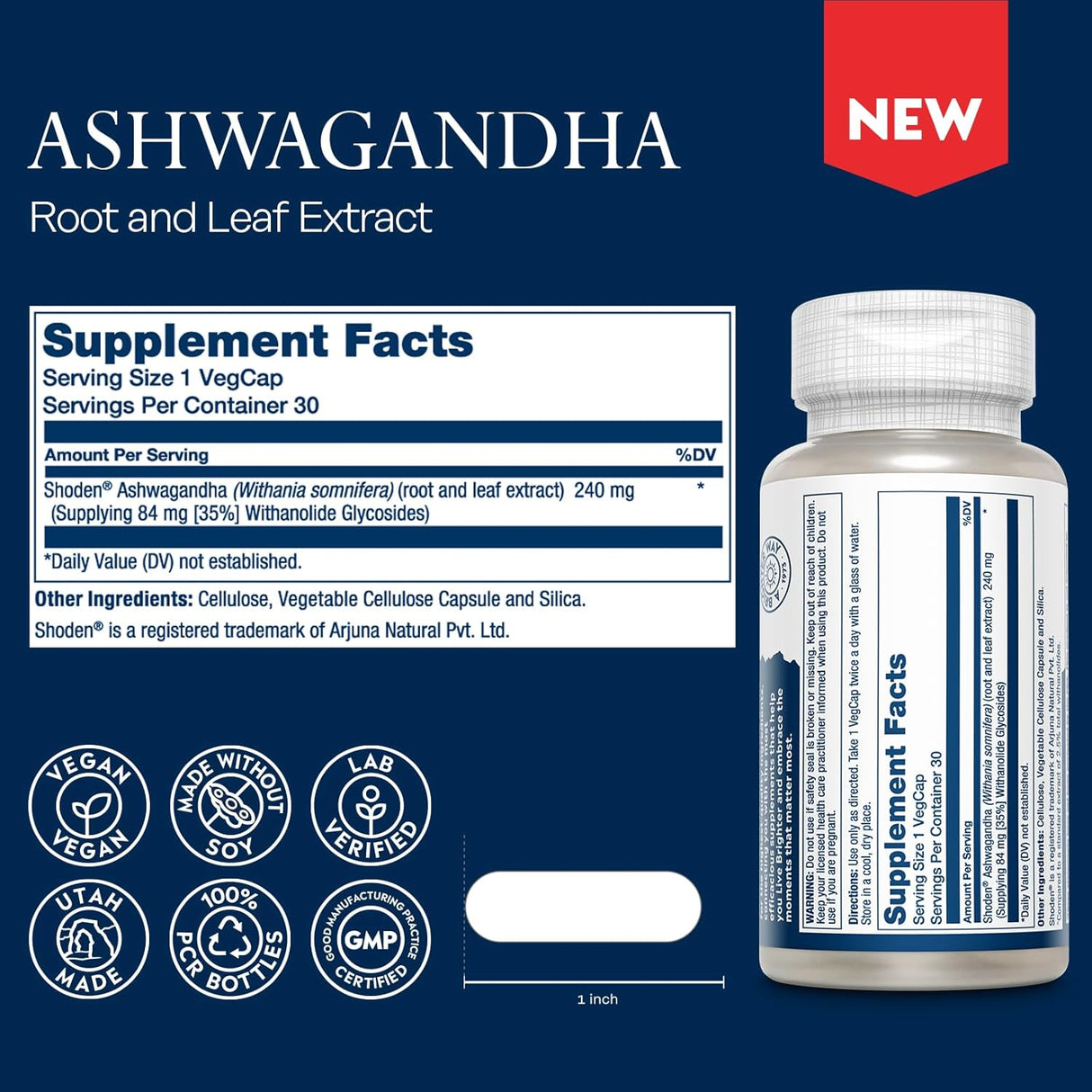 SOLARAY Cápsulas Ashwagandha 240 mg 30 VegCaps