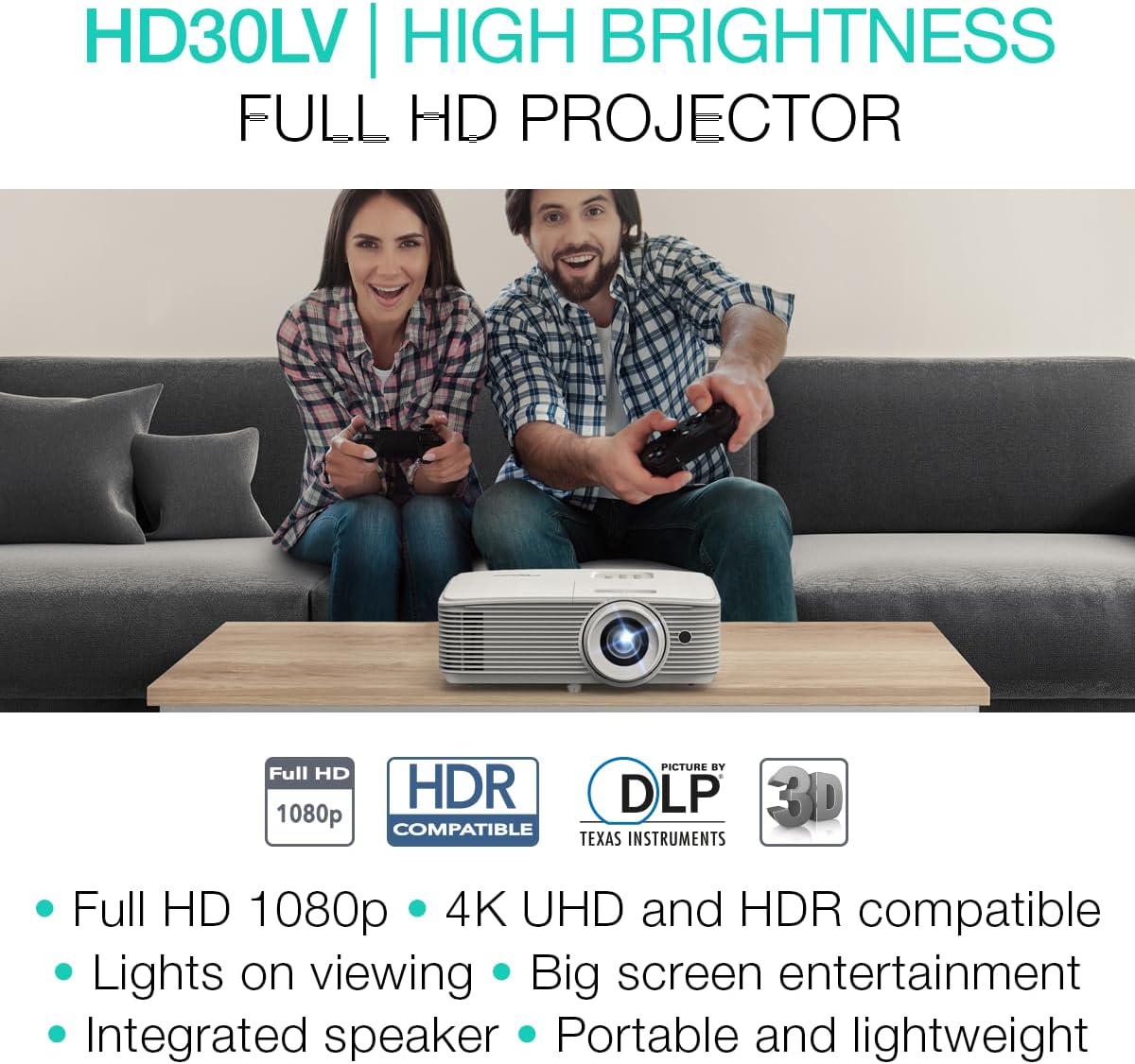 Proyector Optoma HD30LV 1080p 4500 lúmenes HDR para juegos