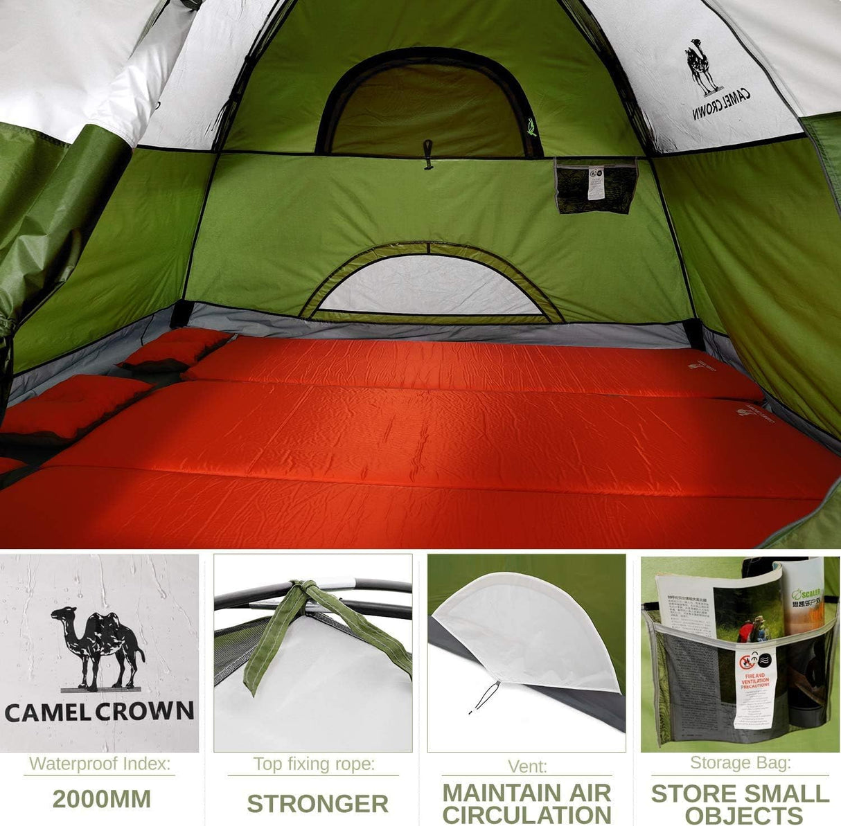 Tienda de campaña CAMEL CROWN para 2-5 personas, ligera y waterproof