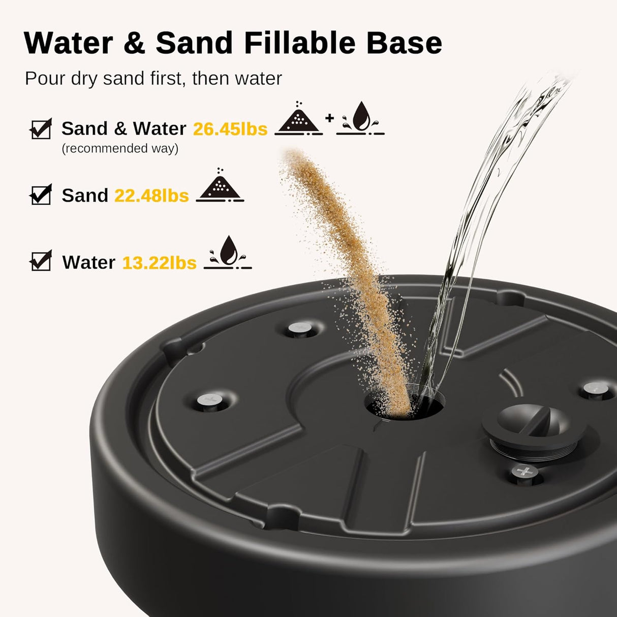 Calentador de patio caja de arena capacidad de 26.45 libras