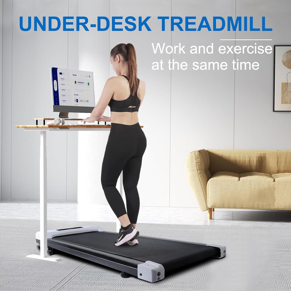 Caminadora Compacta Bajo Escritorio, FITSHOW, Control APP, 300 lb