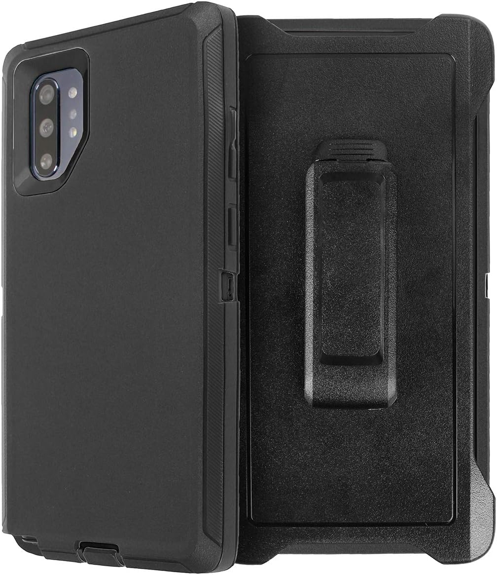 AICase Funda para Galaxy Note 10 Plus con clip para cinturón, cuerpo completo, resistente, con protector de pantalla, a prueba de golpes, caídas y polvo, 4 capas de protección para Samsung Galaxy Note 10 Plus