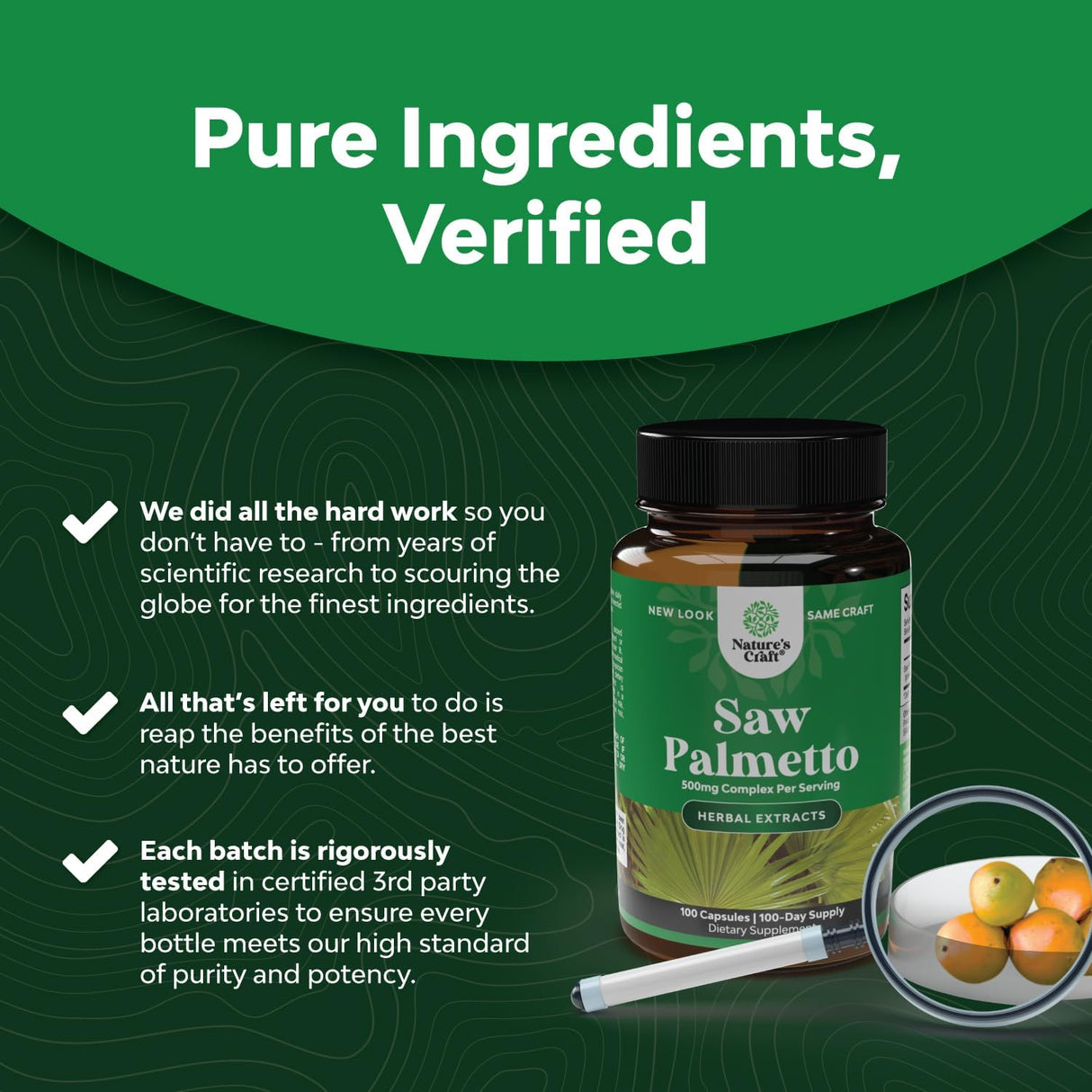 Suplemento Pure Saw Palmetto Extract crecimiento del cabello