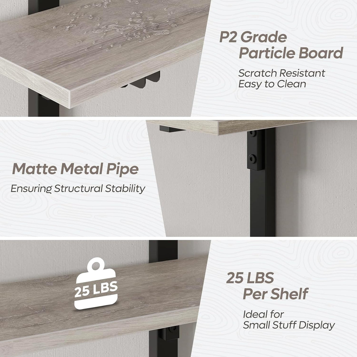 Estanterías Flotantes Bestier, 24 con Soportes Plegables 3 Niveles