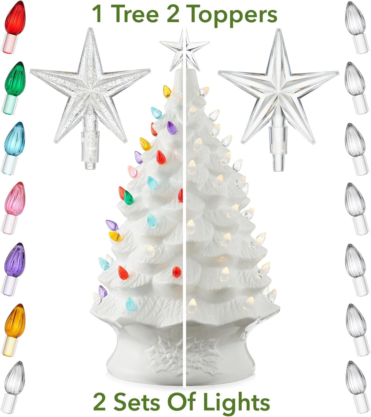 Árbol de Navidad Cerámico Casafield 24” Pre-luz 148 luces multicolor