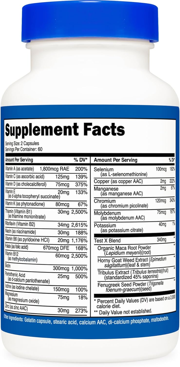 Multivitamínico para hombres, vitaminas y minerales