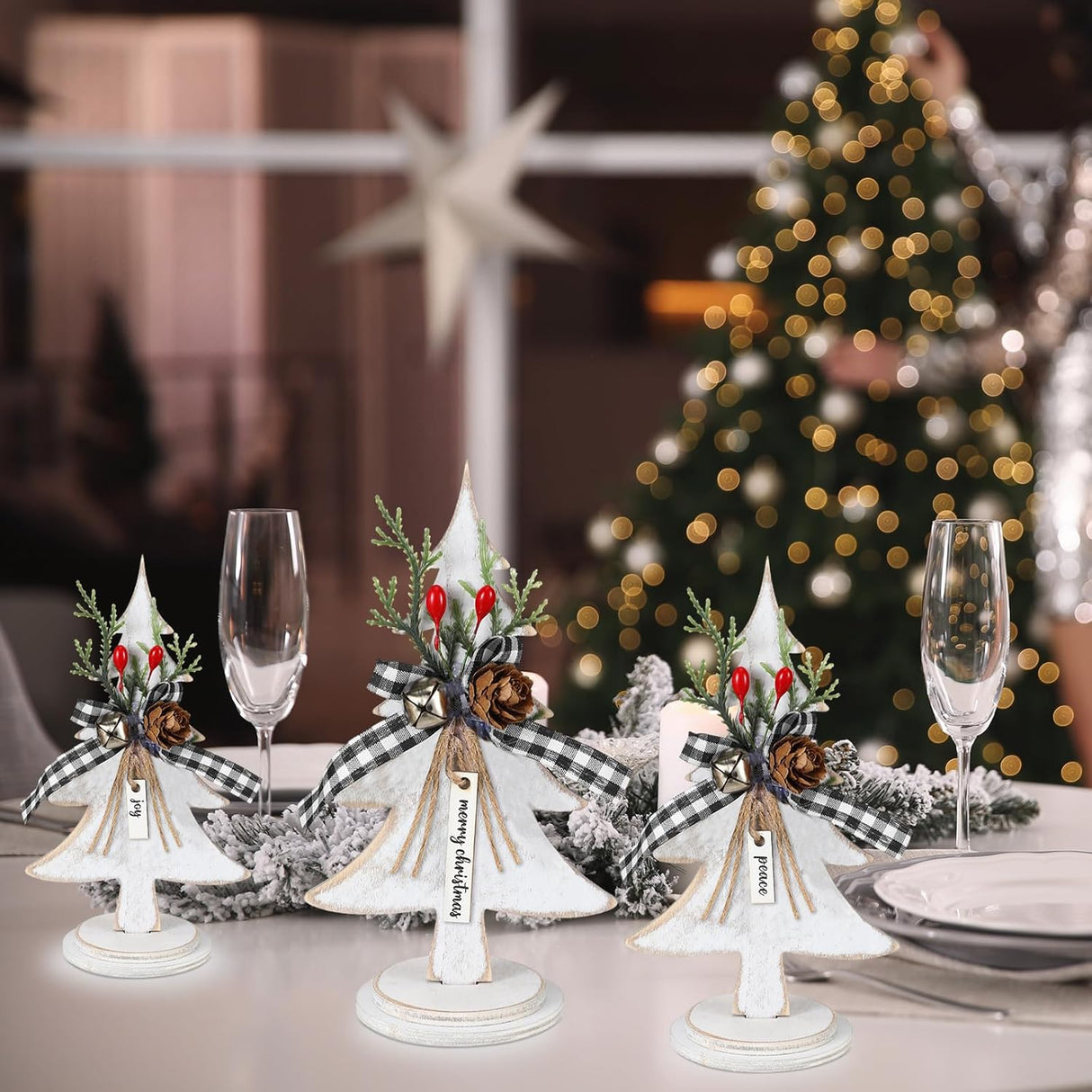 Árboles de Navidad de Madera Soaoo, Decoración Rústica, 3 Pcs