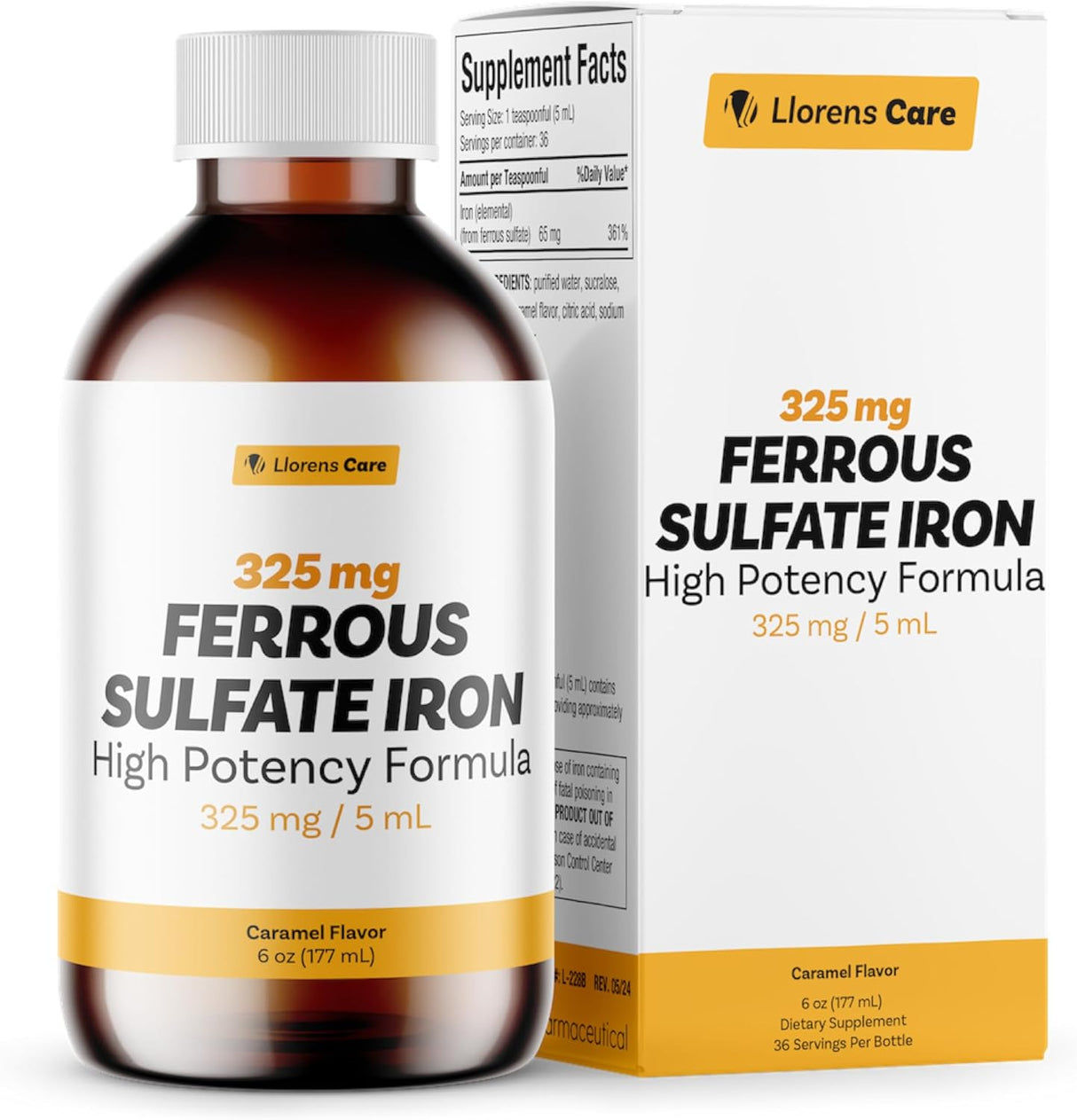 Sulfato Ferroso Líquido 65mg Hierro Llorens Care 6 oz