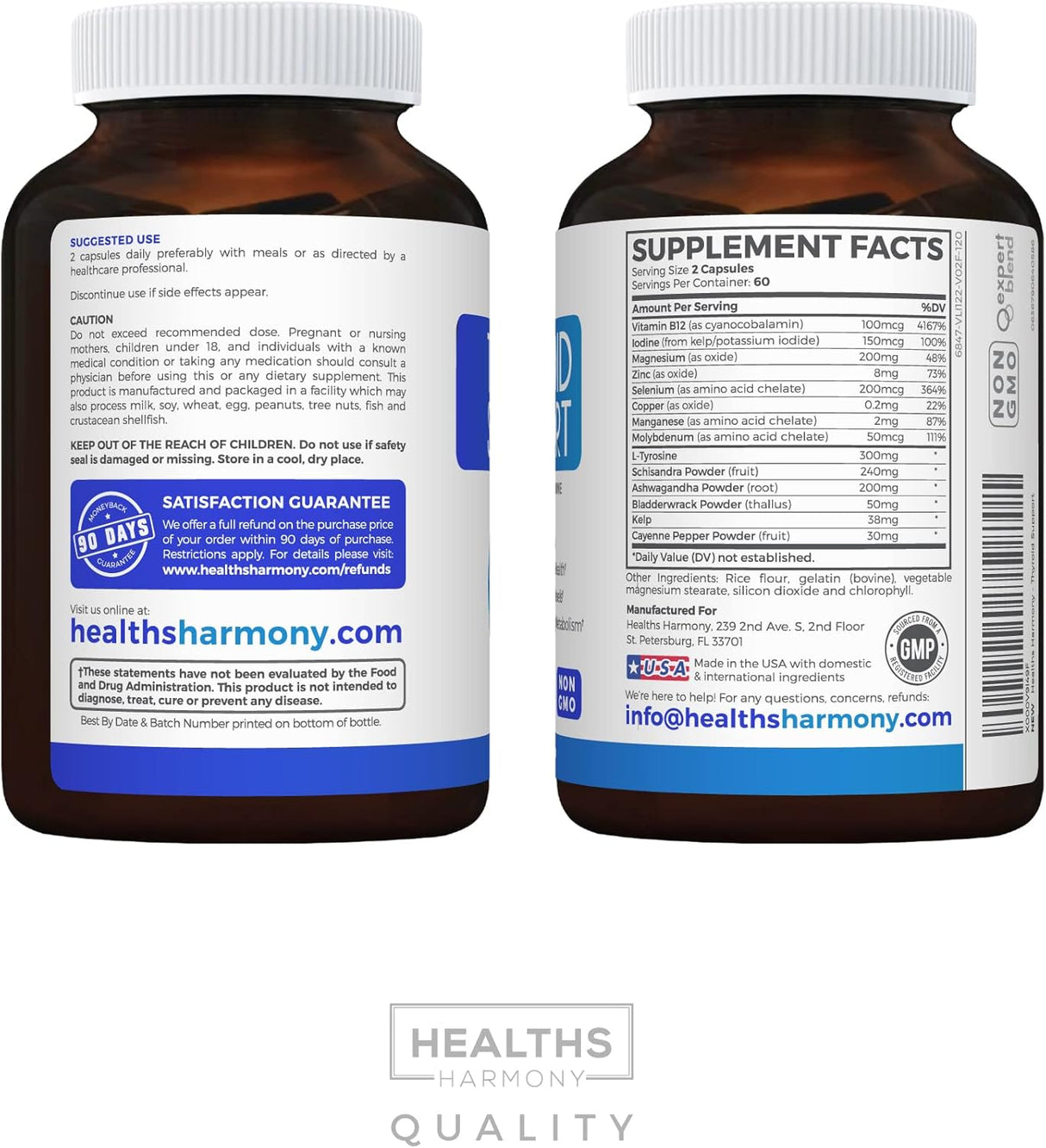 Suplementos Apoyo a la tiroides con yodo 120 cápsulas