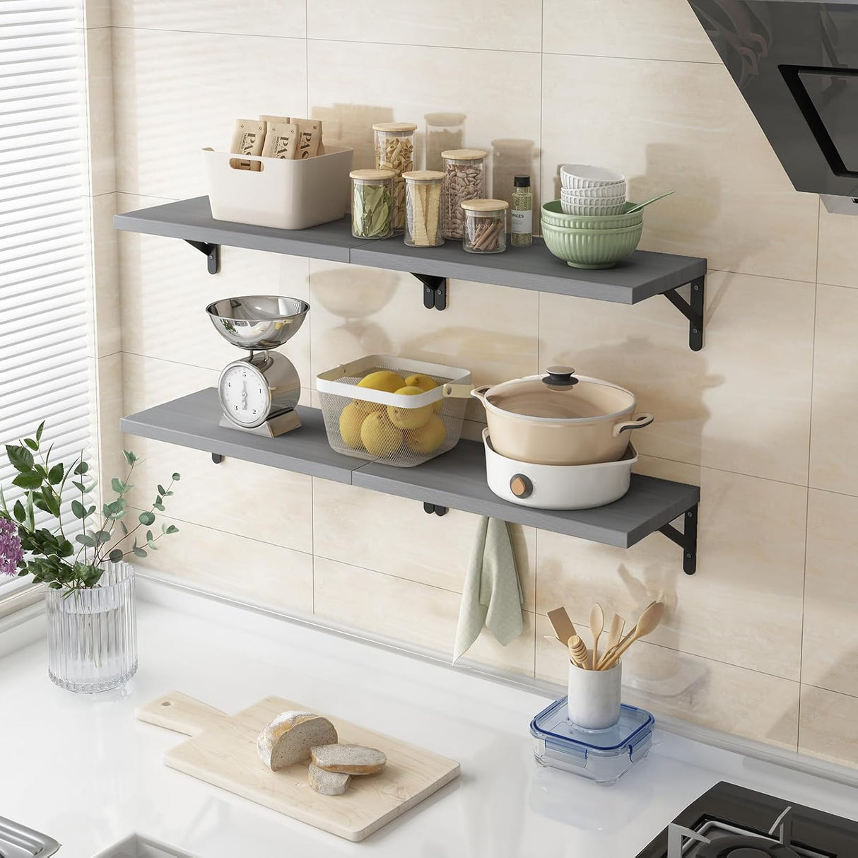 Estantes Flotantes YGEOMER, Madera, 4 Piezas, Decoración Hogar