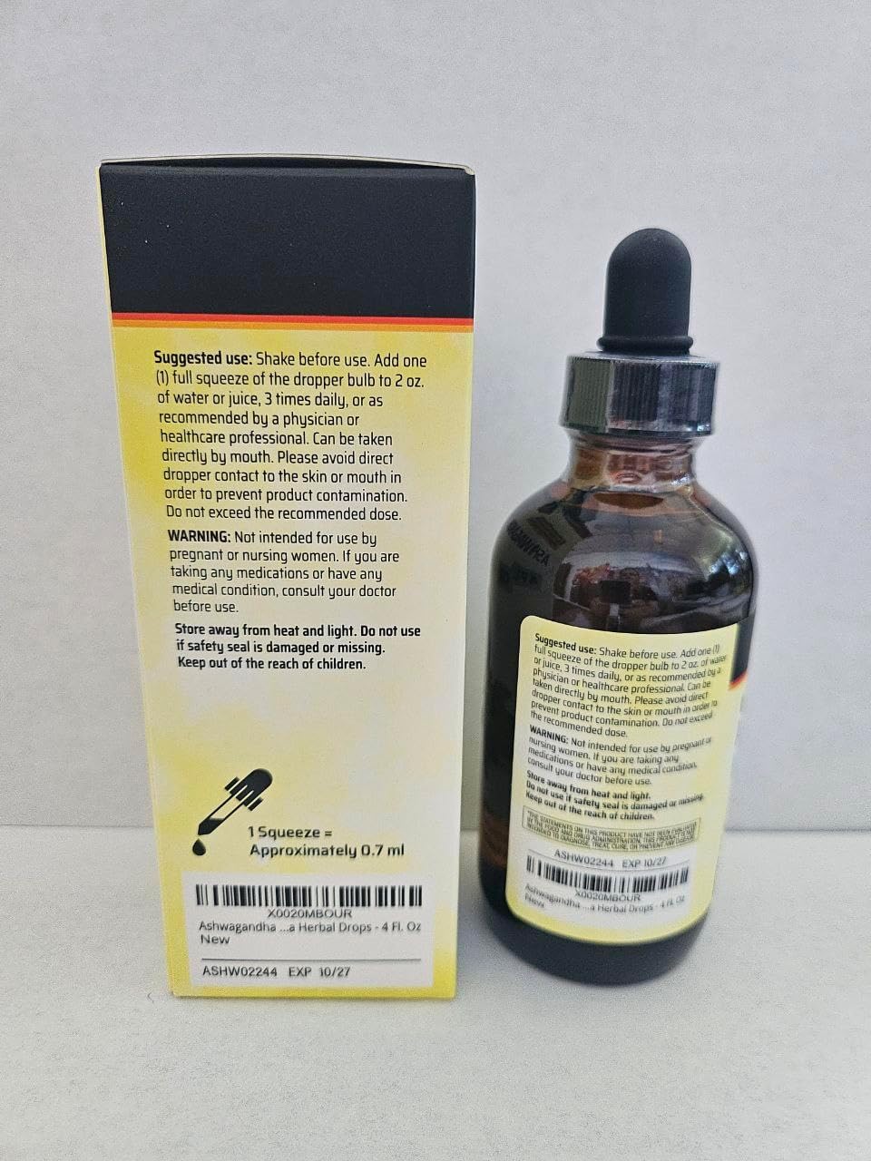 Gotas de Ashwagandha - Suplemento Calmante - 4 Fl.Oz.