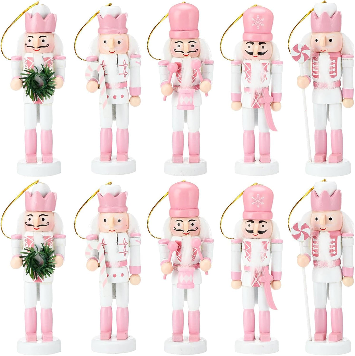 10 Pcs Adornos de Navidad Nutcracker de Madera 5 Figuras