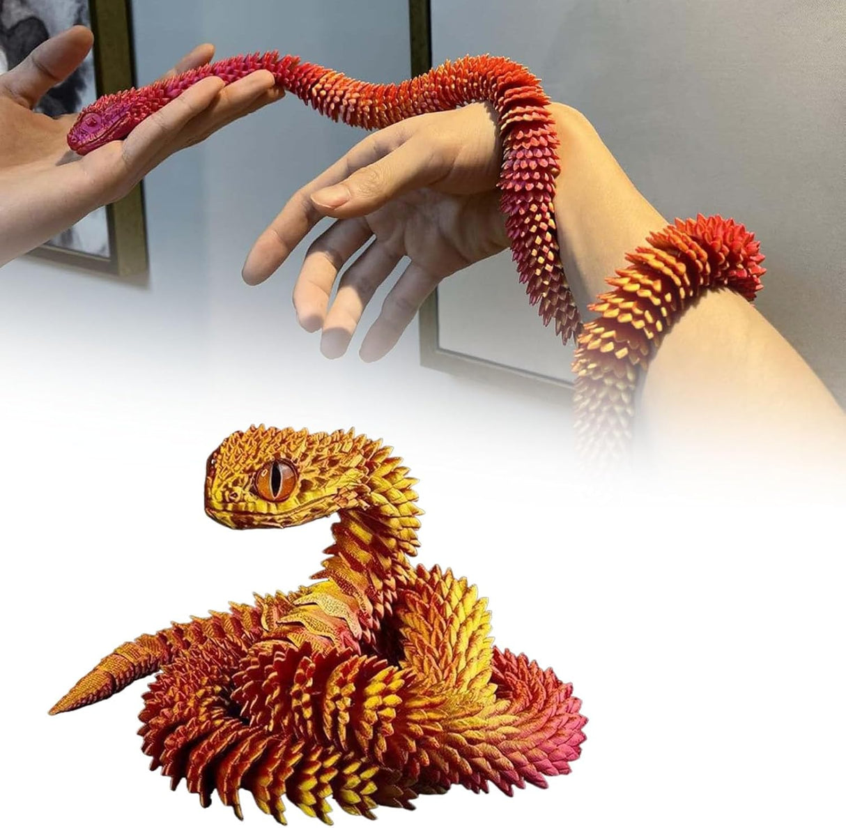 Juguete Serpiente 3D Impreso - Articulado y Flexible - Set Animal