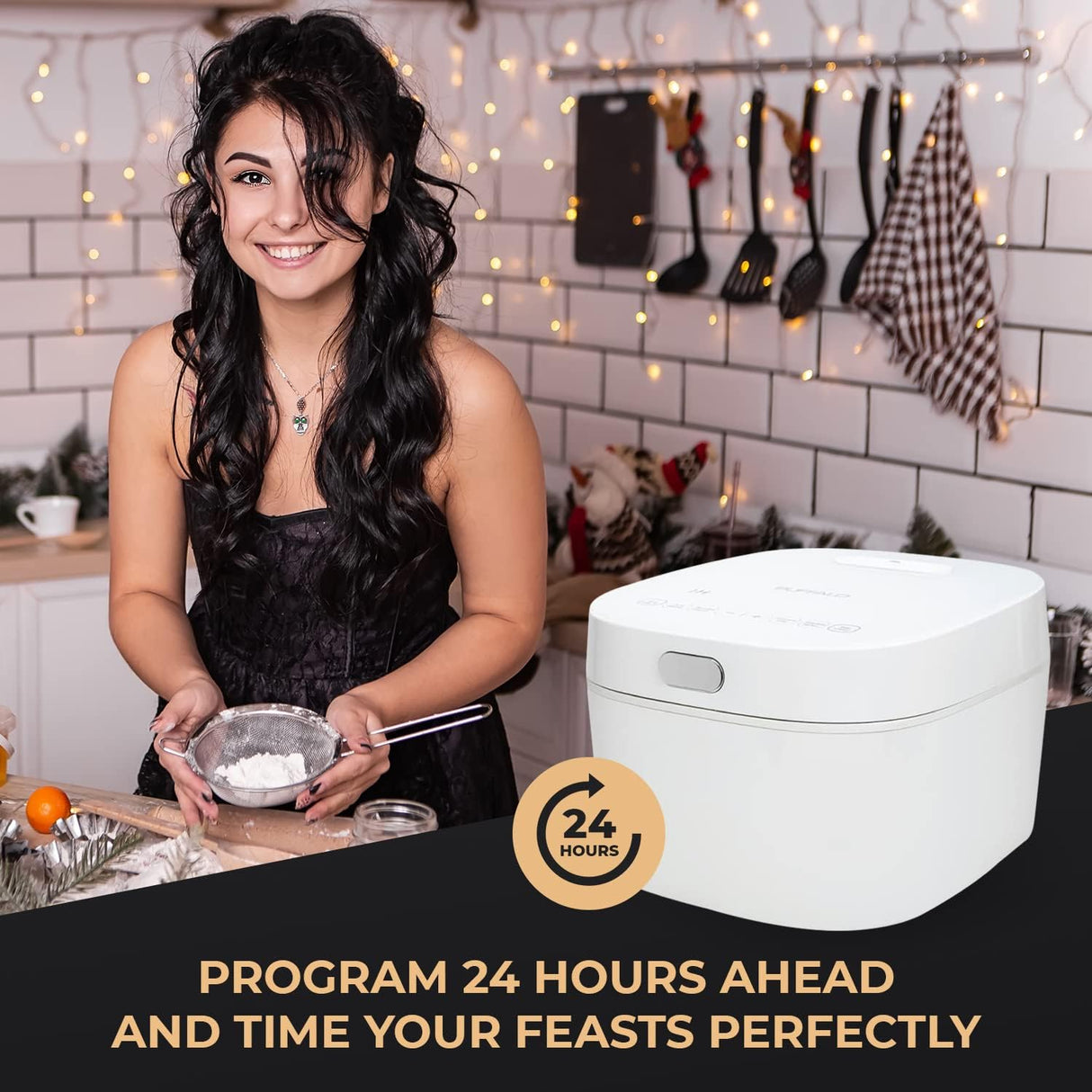 Olla arrocera Buffalo White IH, 1 L, 5 tazas, Inducción