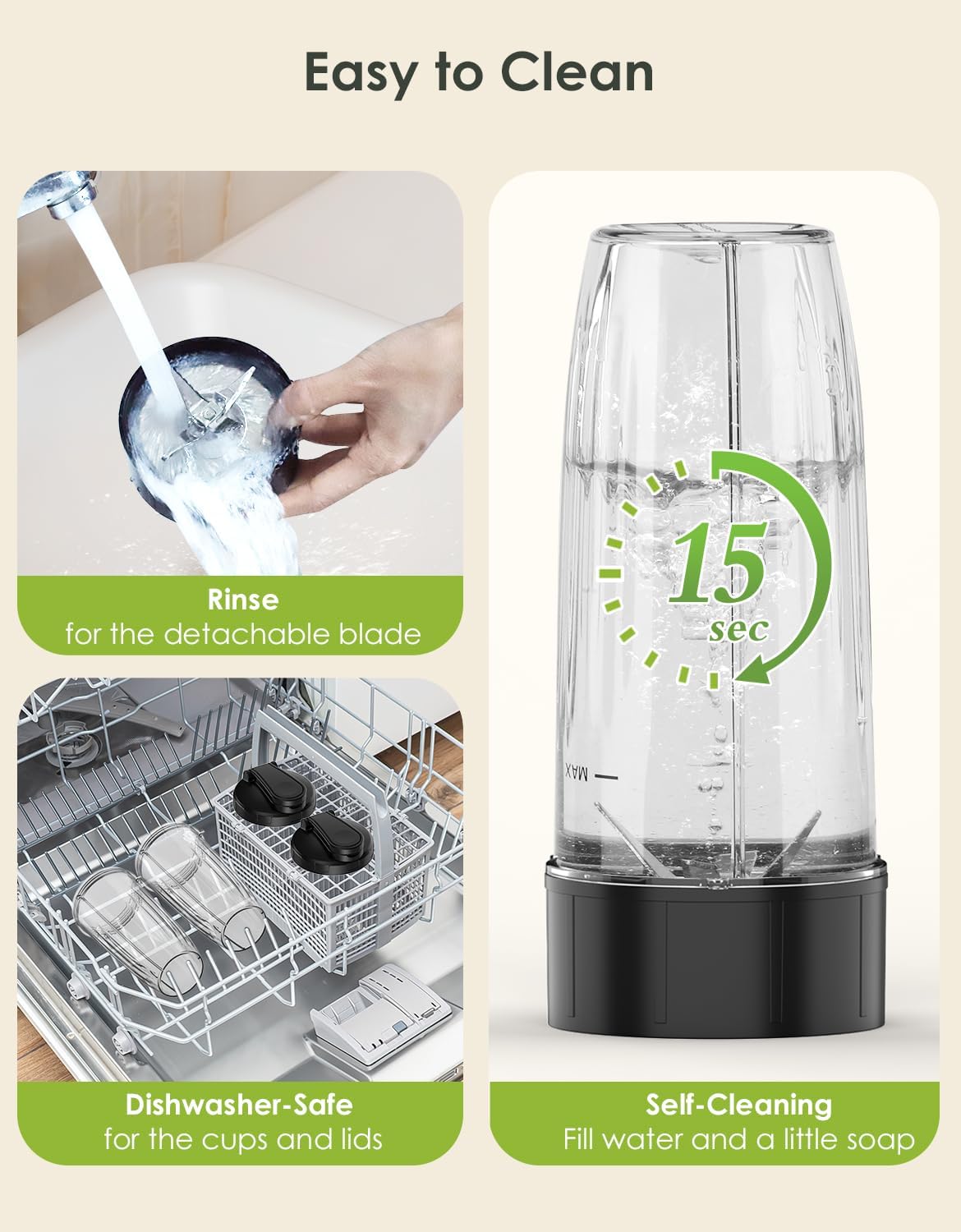 Licuadora Smoothie 1100W, 2 Tazas 27 Oz, 10 Oz Molinillo