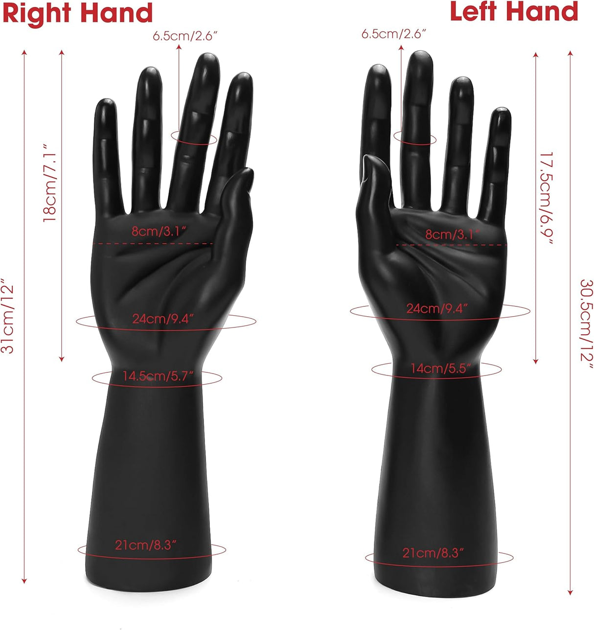 Par de Manos de Maniquí para Joyería, Display Normal, Plástico