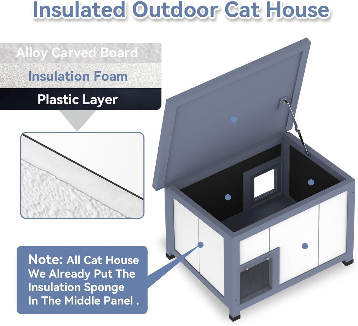 Casa de gato duradera con puerta de escape resistente Petsfit