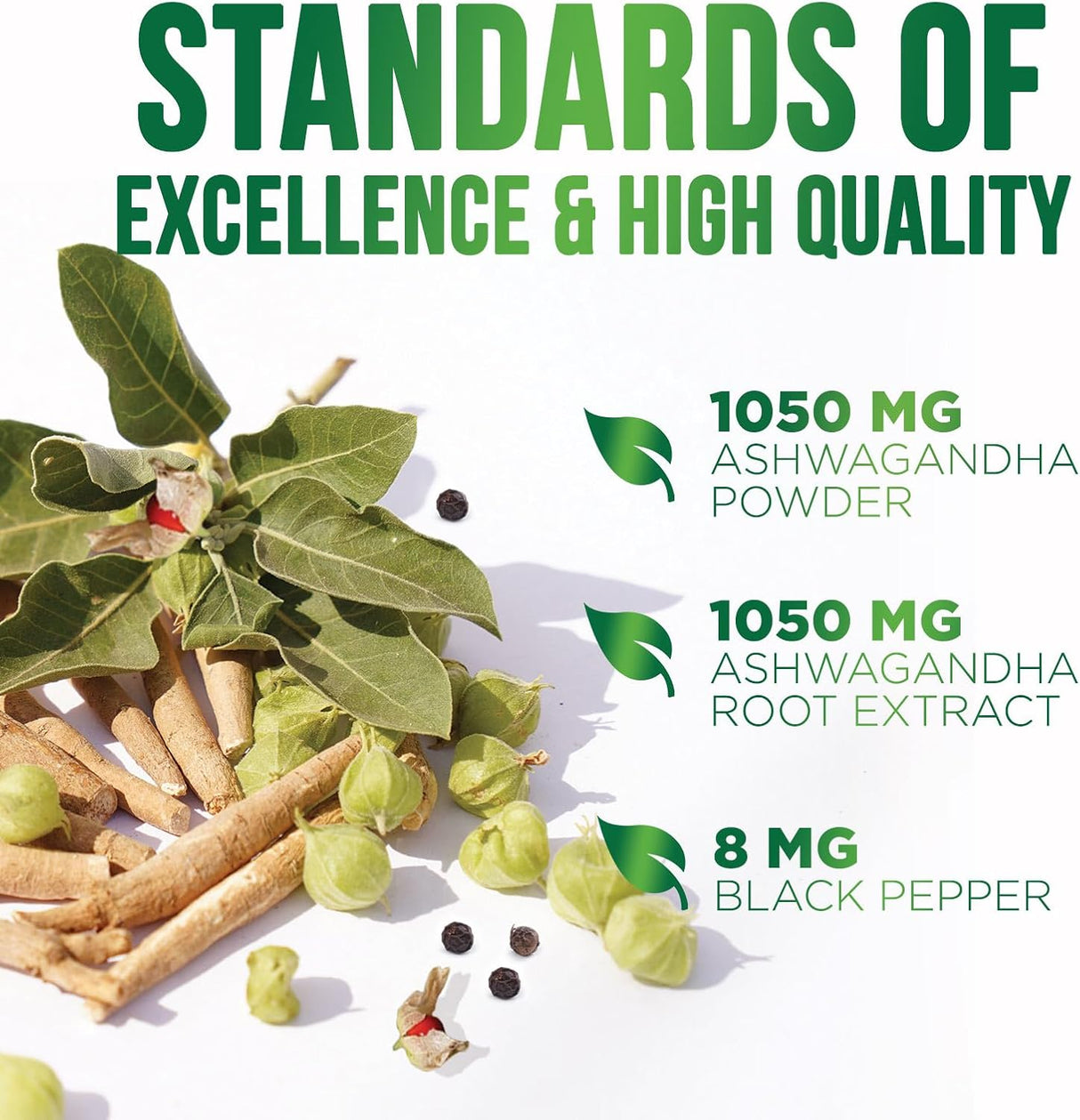 Suplemento de Ashwagandha 2100mg - Antioxidante, 60 Cápsulas