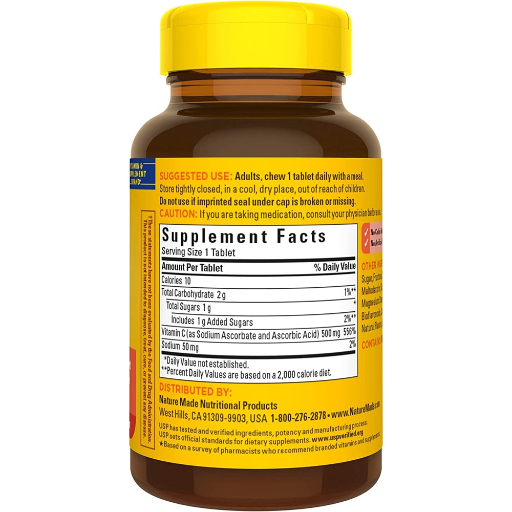 Suplemento Vitamina C masticable 500 mg dietético 60 cap