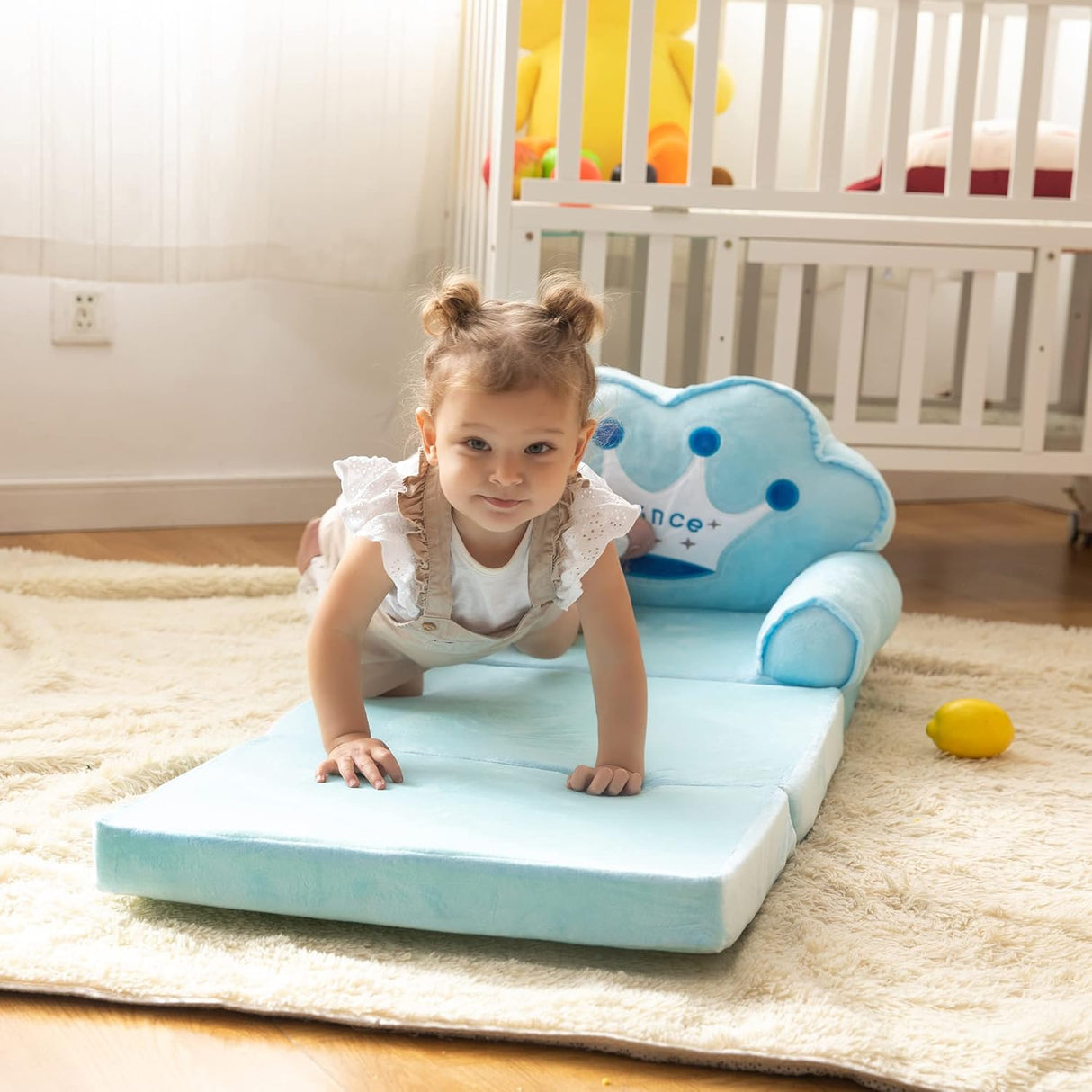 Silla plegable convertible en cama para niña pequeñas, Azul