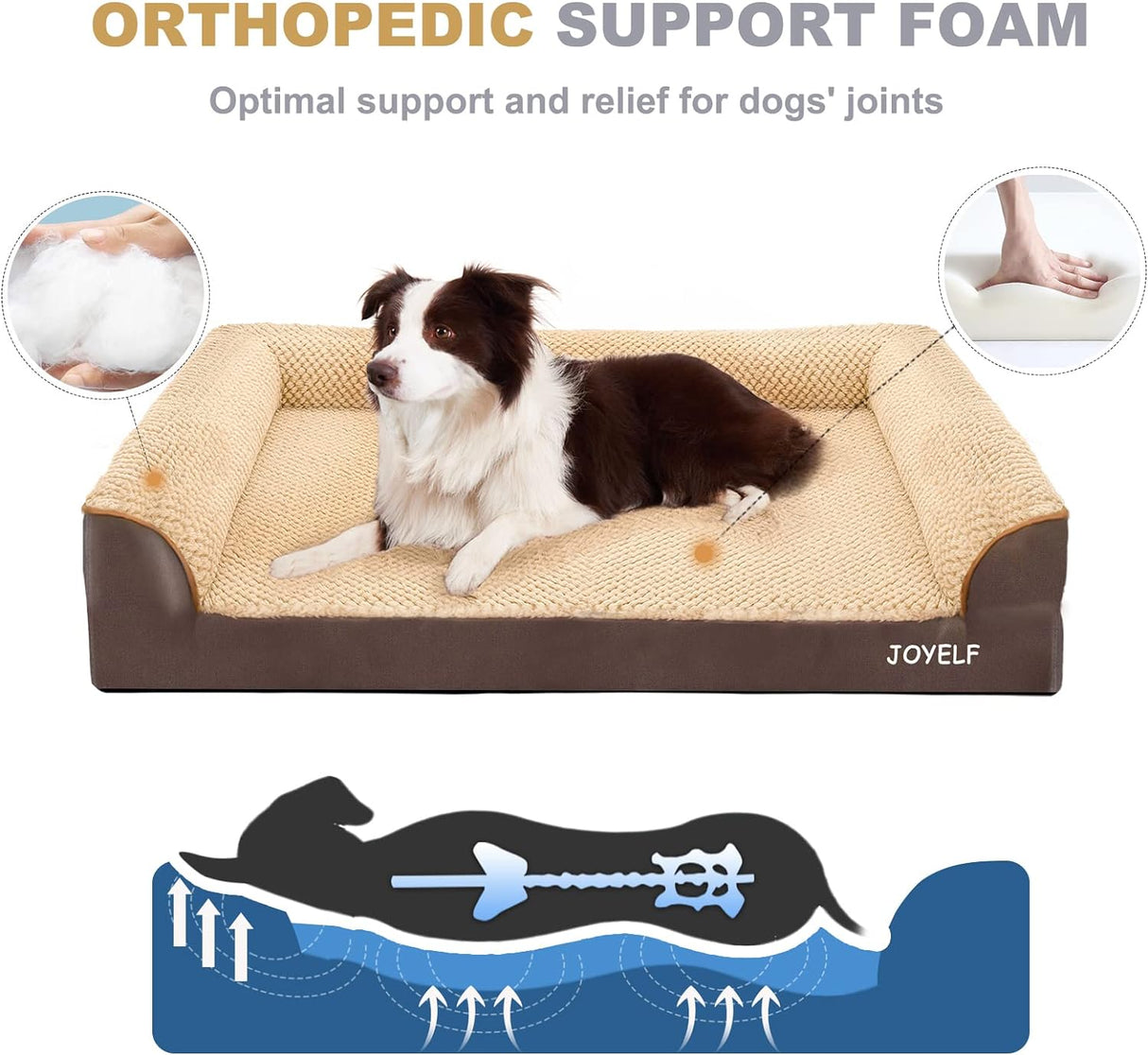 Cama Orthopédica para Perros Grandes JOYELF U-Shape Foam