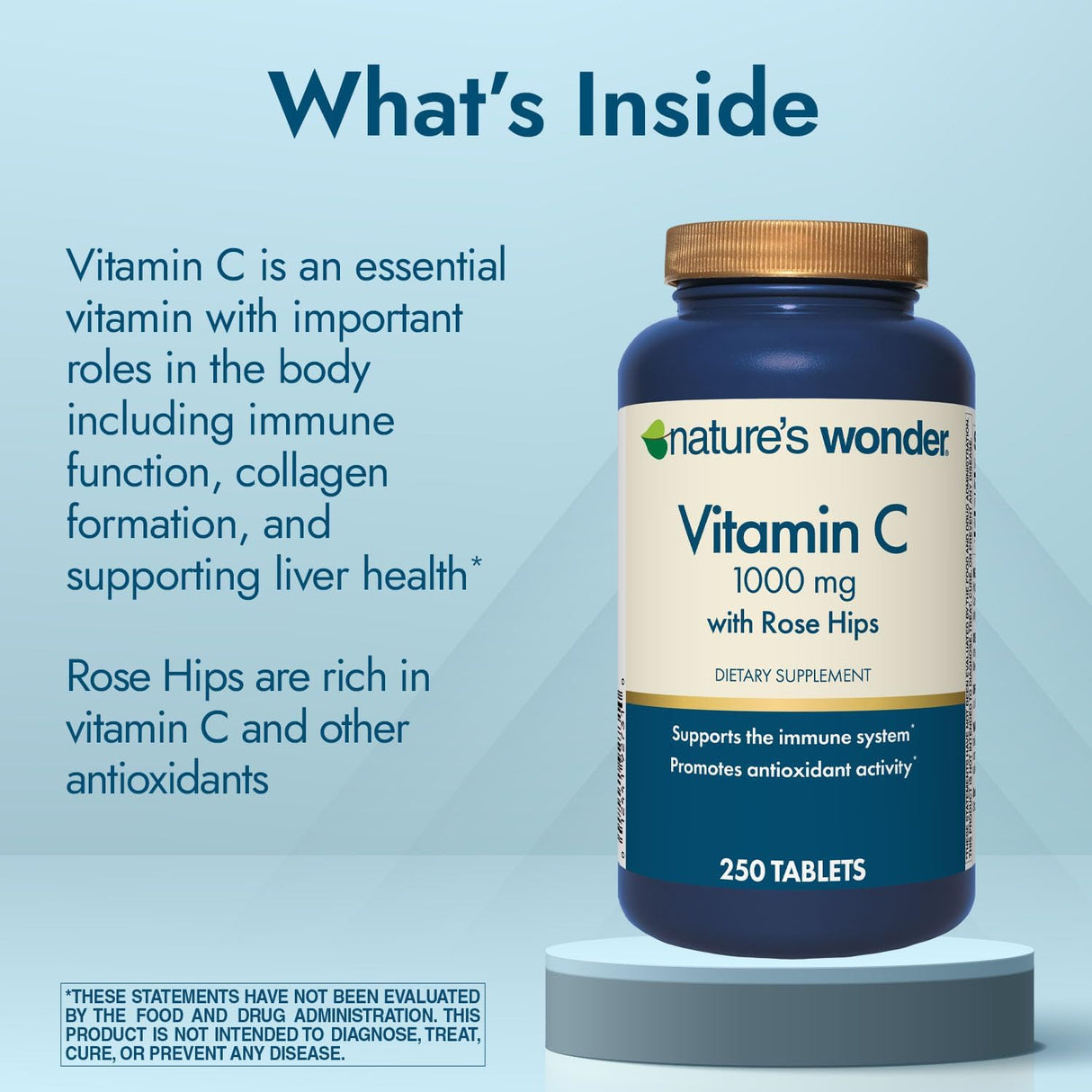 Vitamin C 1000 mg con Rosa Hips, 250 cápsulas, Natur's Wonder