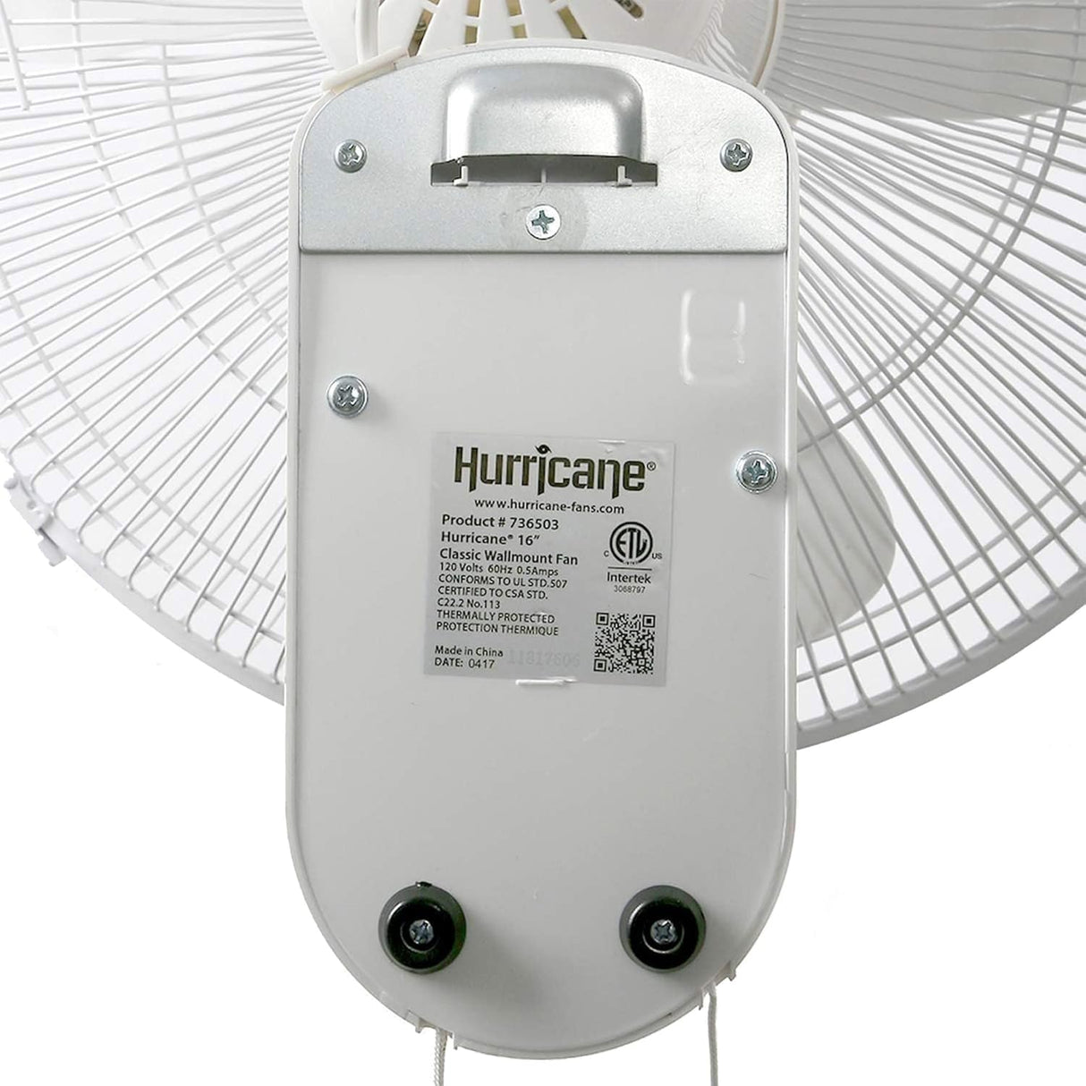 Ventilador de Pared Hurricane, Oscilante 90° 3 Velocidades 16