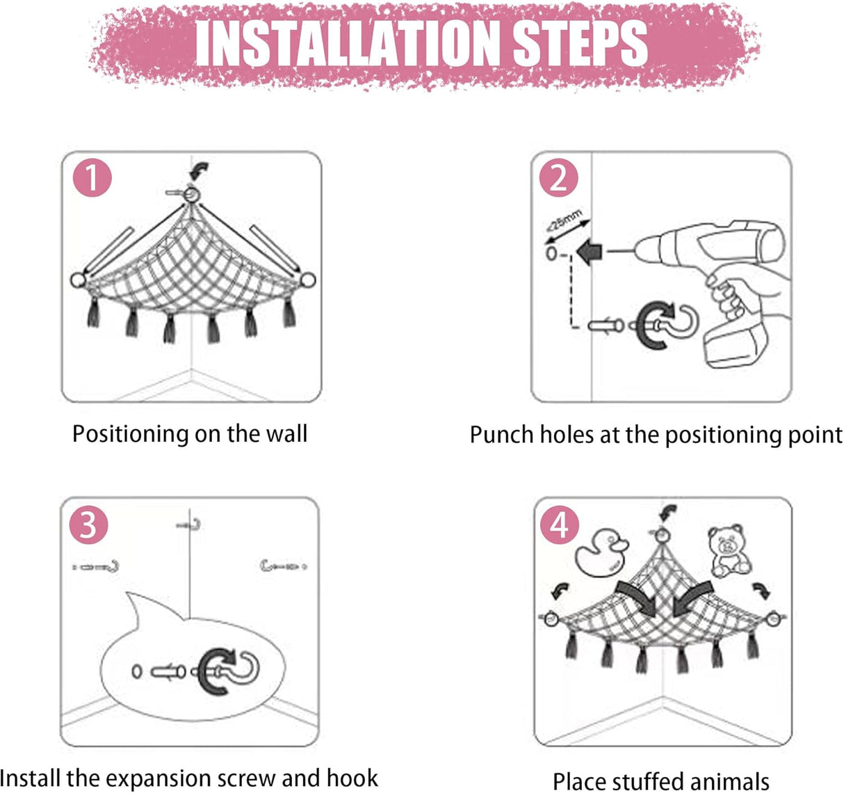 Hamaca para Peluches con Luz LED, Almacenamiento para Niños