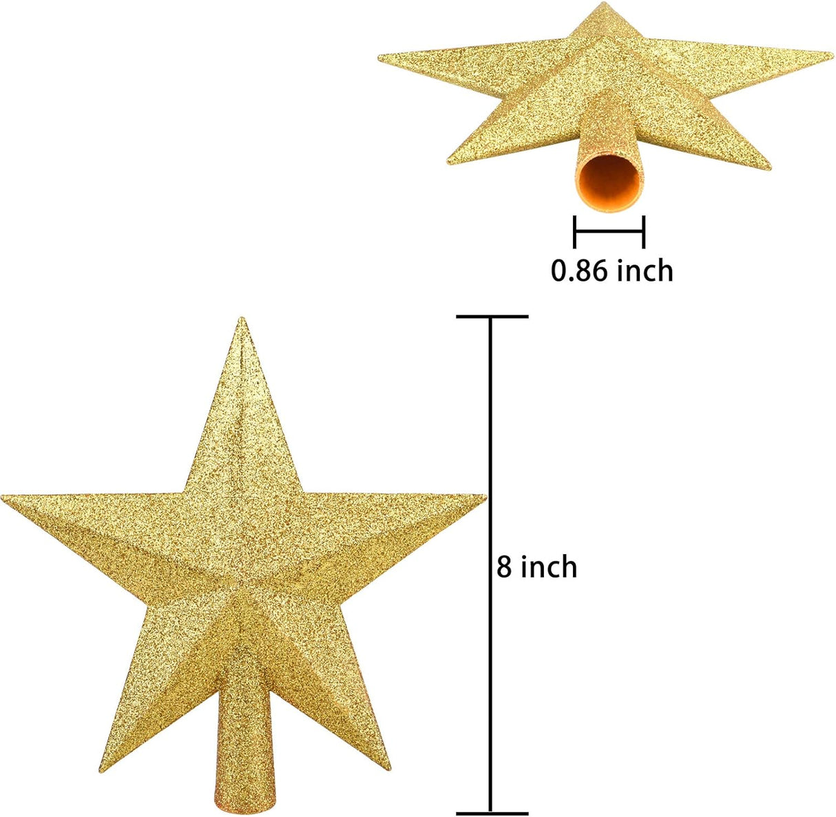 Estrella Decorativa para Árbol de Navidad 8 Pulgadas Glitter