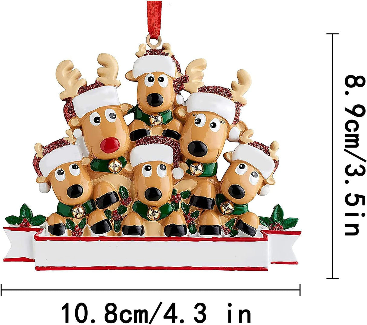 Adornos Navideños Personalizados Renos - Familiar de 4 Personas