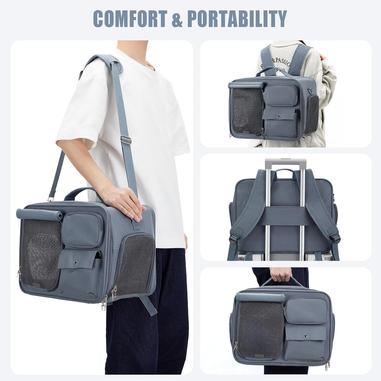 Mochila Transportadora Grande para Gatos y Perros, Aprobada