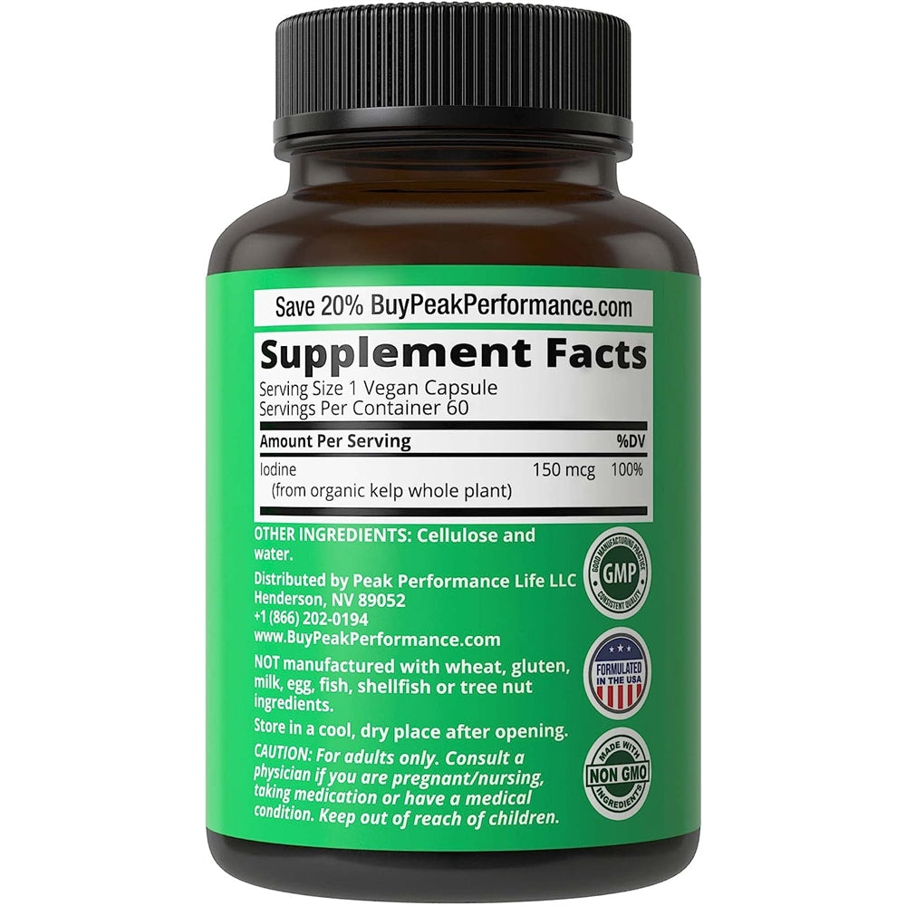 Suplementos Yodo de alimentos integrales crudos de algas