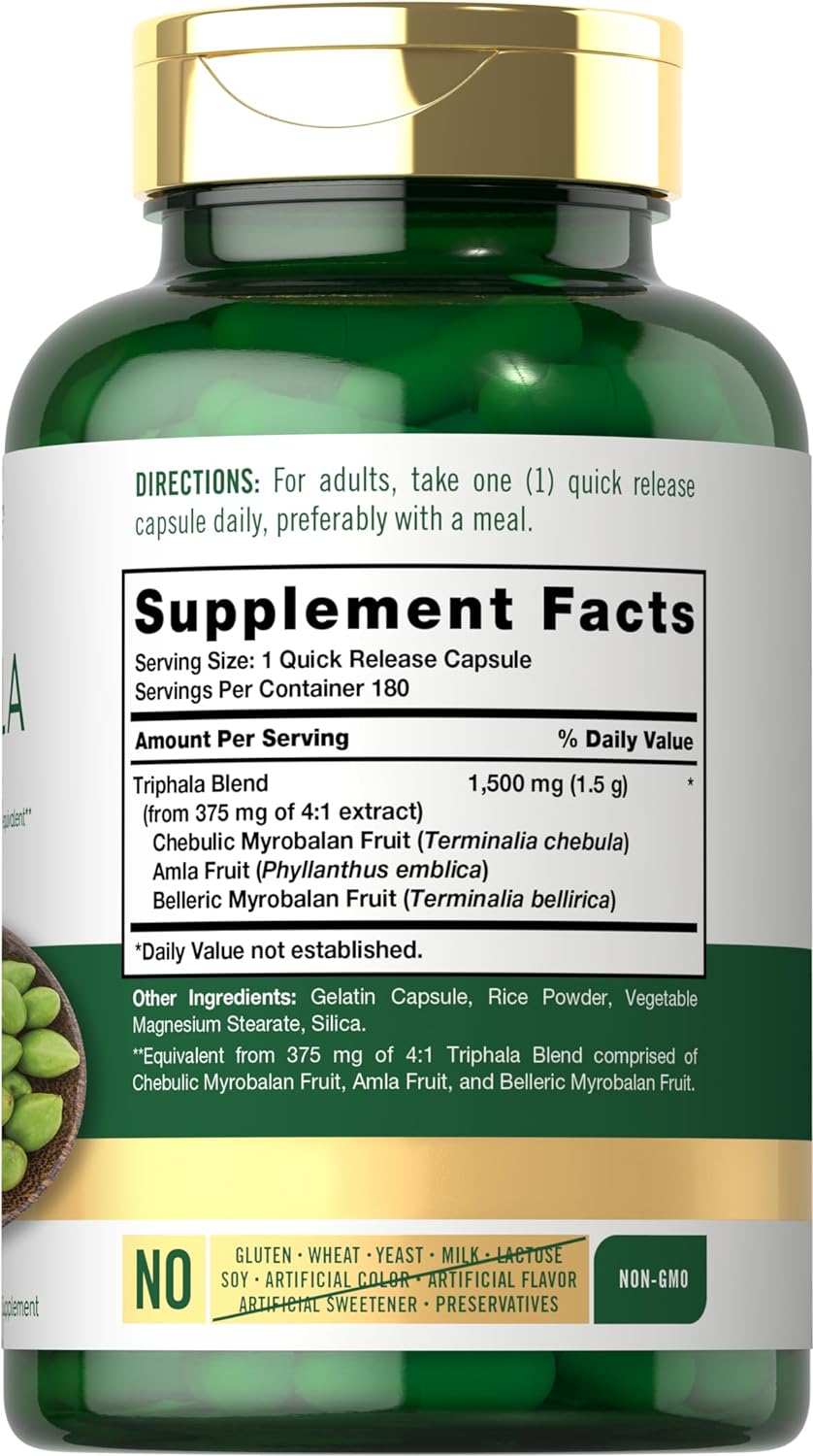 Suplemento Carlyle Triphala Cápsulas 1500 mg 180 unidades
